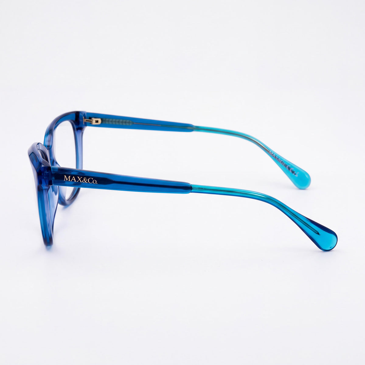 Max&Co. Casual Women's Blue Acetate Frame Transparent Lens Eyewear 53mm Lens Width, 16mm Bridge, 140mm Temple Length, Photo 2