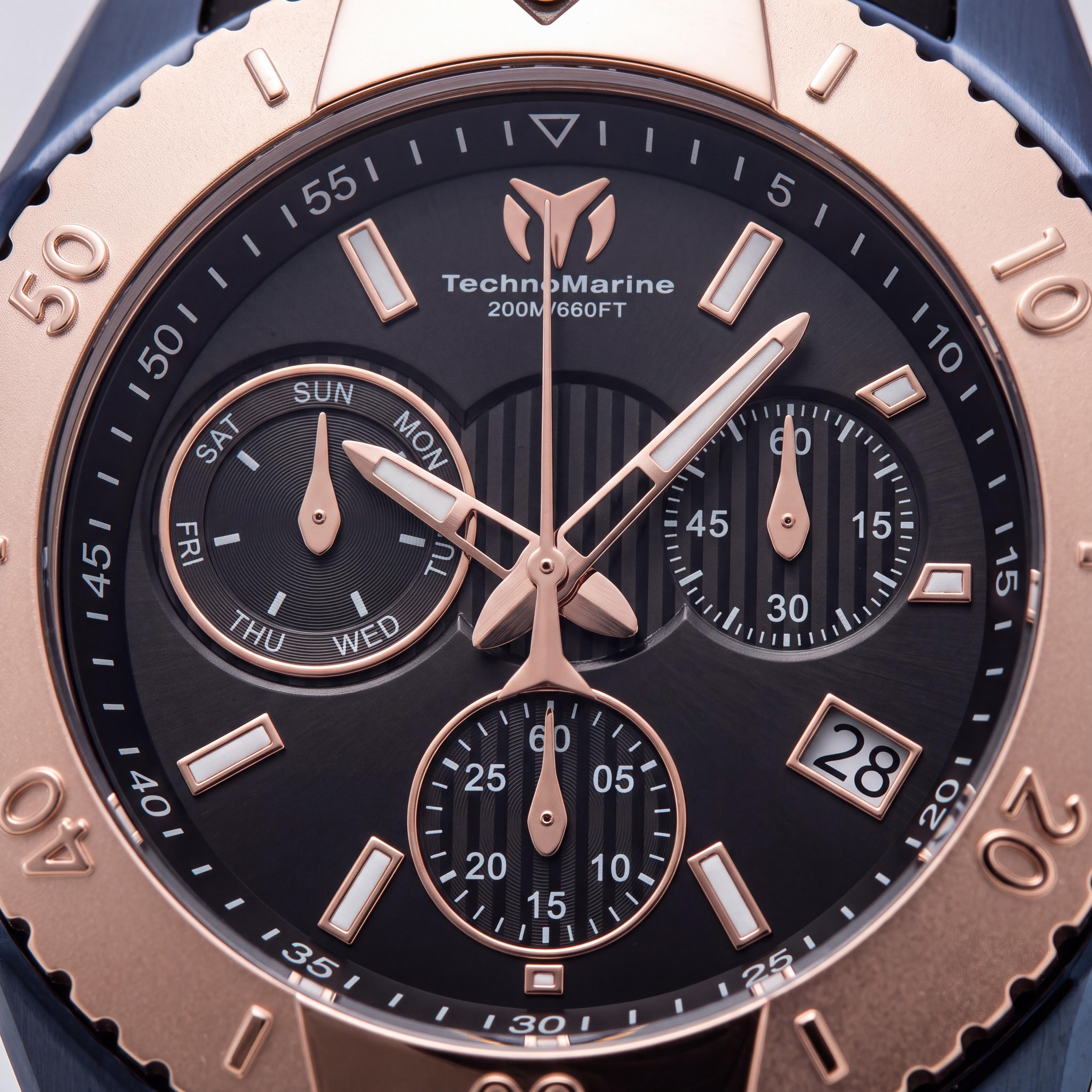 Reloj de lujo Technomarine Uf6 para hombre con correa de silicona negra resistente al agua, Photo 2