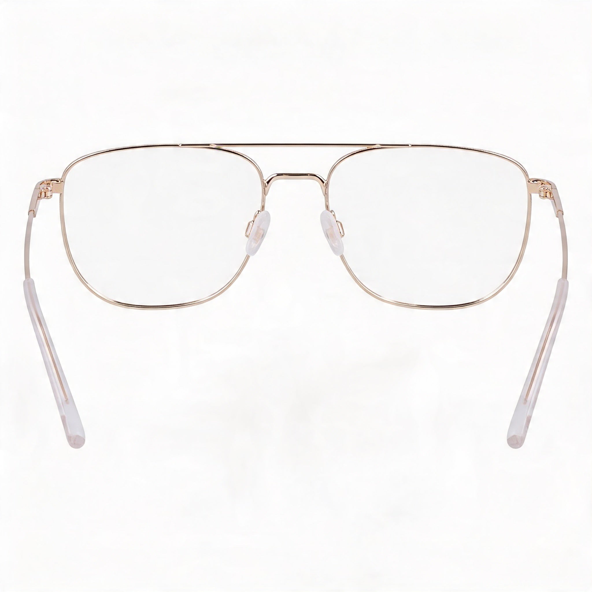 Gafas Flexon Casual para Hombre Doradas con Cristales de Plástico Transparente, Ancho del Cristal 52mm, Puente 17mm, Longitud de la Patilla 145mm, Photo 3