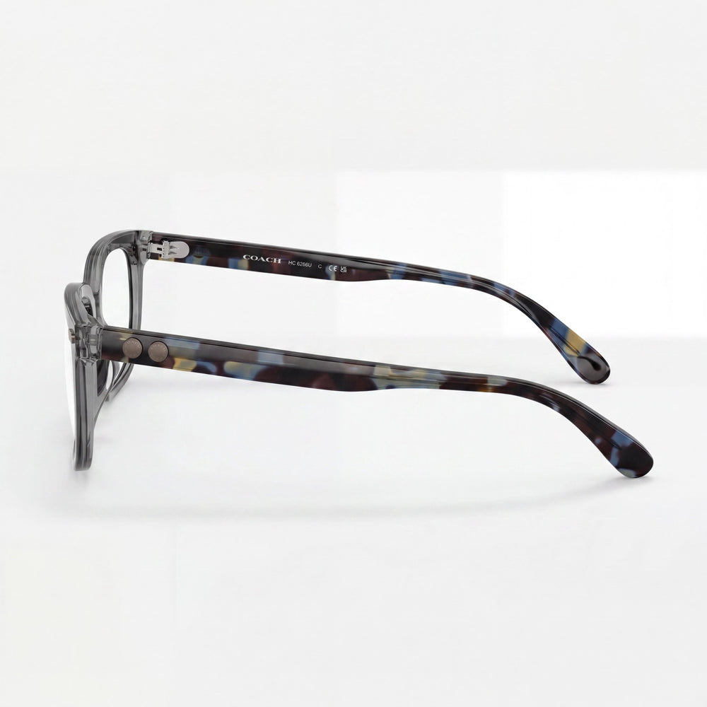 Coach Hc6266u Universal Fit Men's Transparent Grey Plastic Prescription Eyeglass Frames 53mm