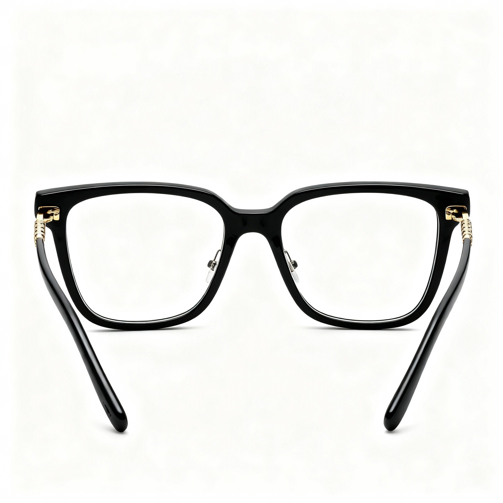 Chopard Vch333w Women's Black Gold Acetate Metal Combination Full Rim Square Eyeglasses 55-16-140, Photo 4