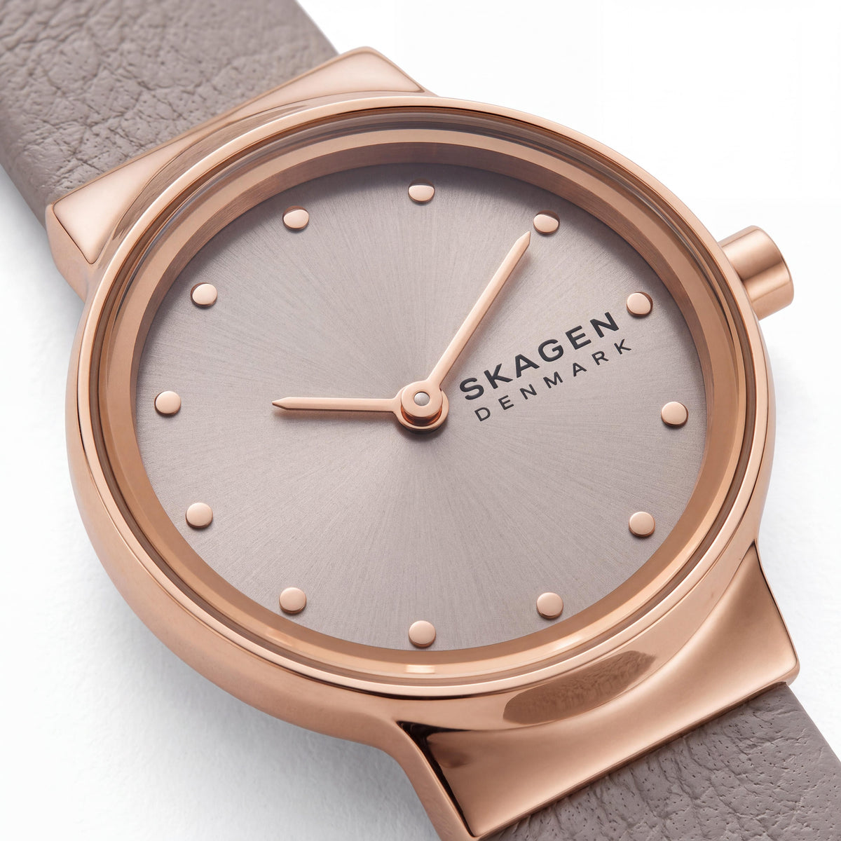 SKAGEN DENMARK Freja Lille Women's Quartz Rose Gold Stainless Steel Grey Leather 26mm Water Resistant 50m Watch, Photo 2