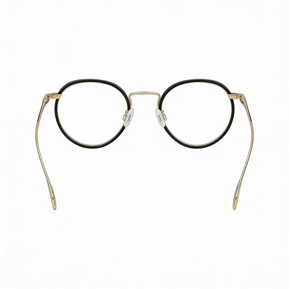 Gafas unisex Rag & Bone Rnb7025 de acero aleado dorado y negro con lentes transparentes de demostración, graduadas, 46 mm