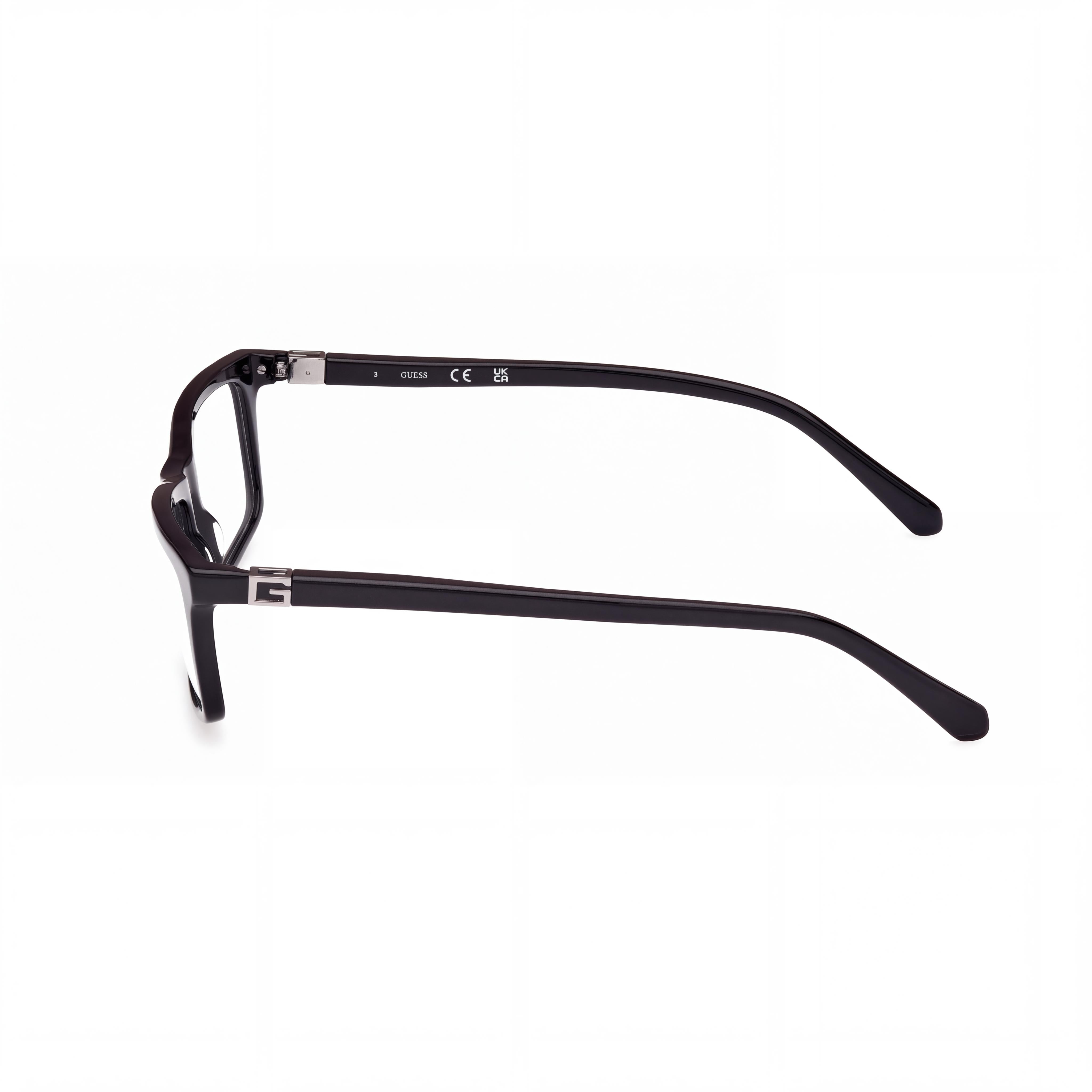Gafas unisex GUESS Gu50190 con montura de plástico negro brillante, lentes de policarbonato y un ancho de lente de 58 mm, Photo 3