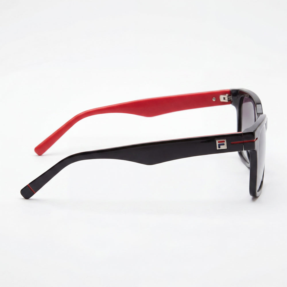 FILA Casual Sunglasses for Men with Shiny Black Acetate Frame and Smoke Gradient Lenses 53mm
