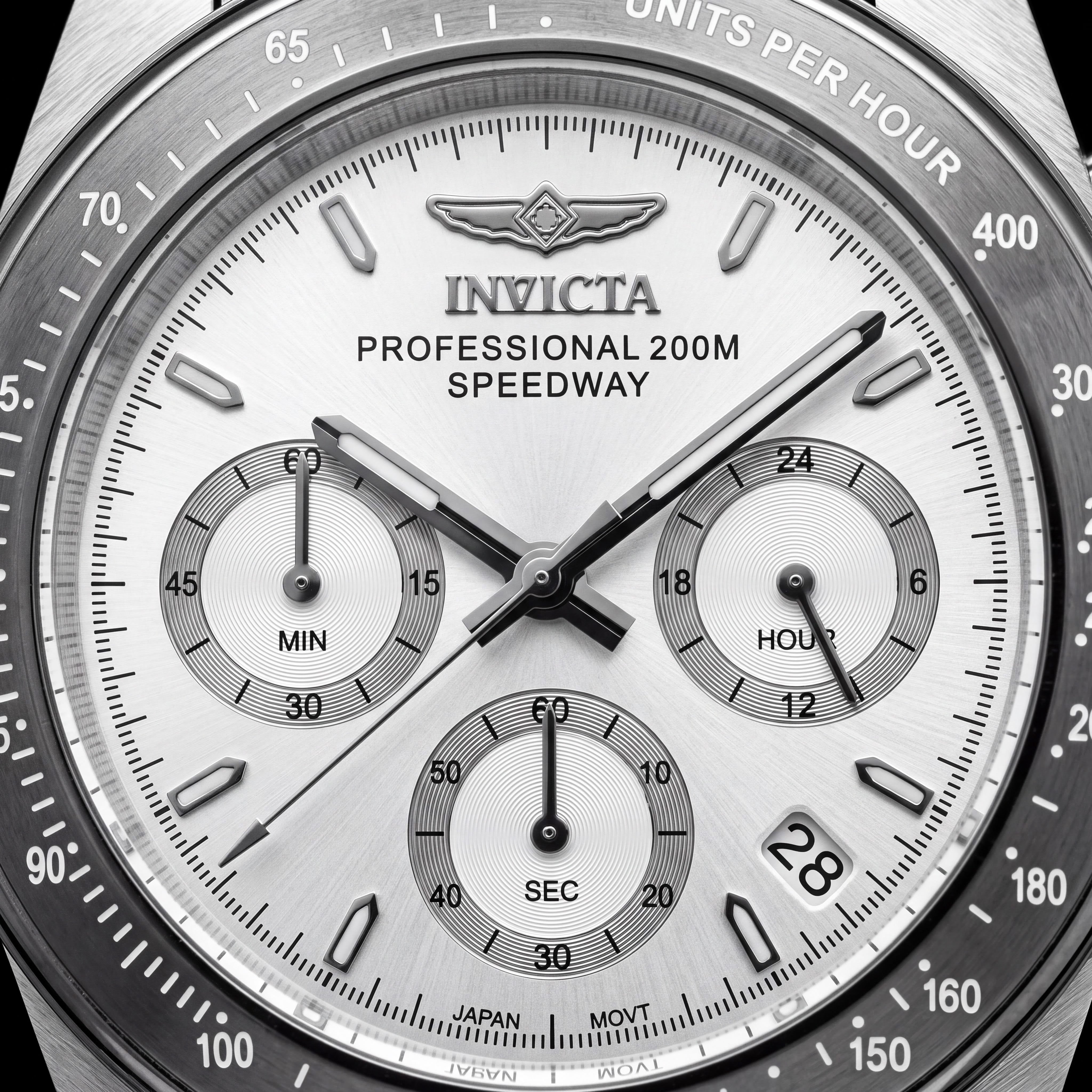 Invicta Speedway Colección Pulsera 26111 Unisex 39mm Acero Inoxidable Esfera Plateada Reloj Que Brilla En La Oscuridad, Photo 2