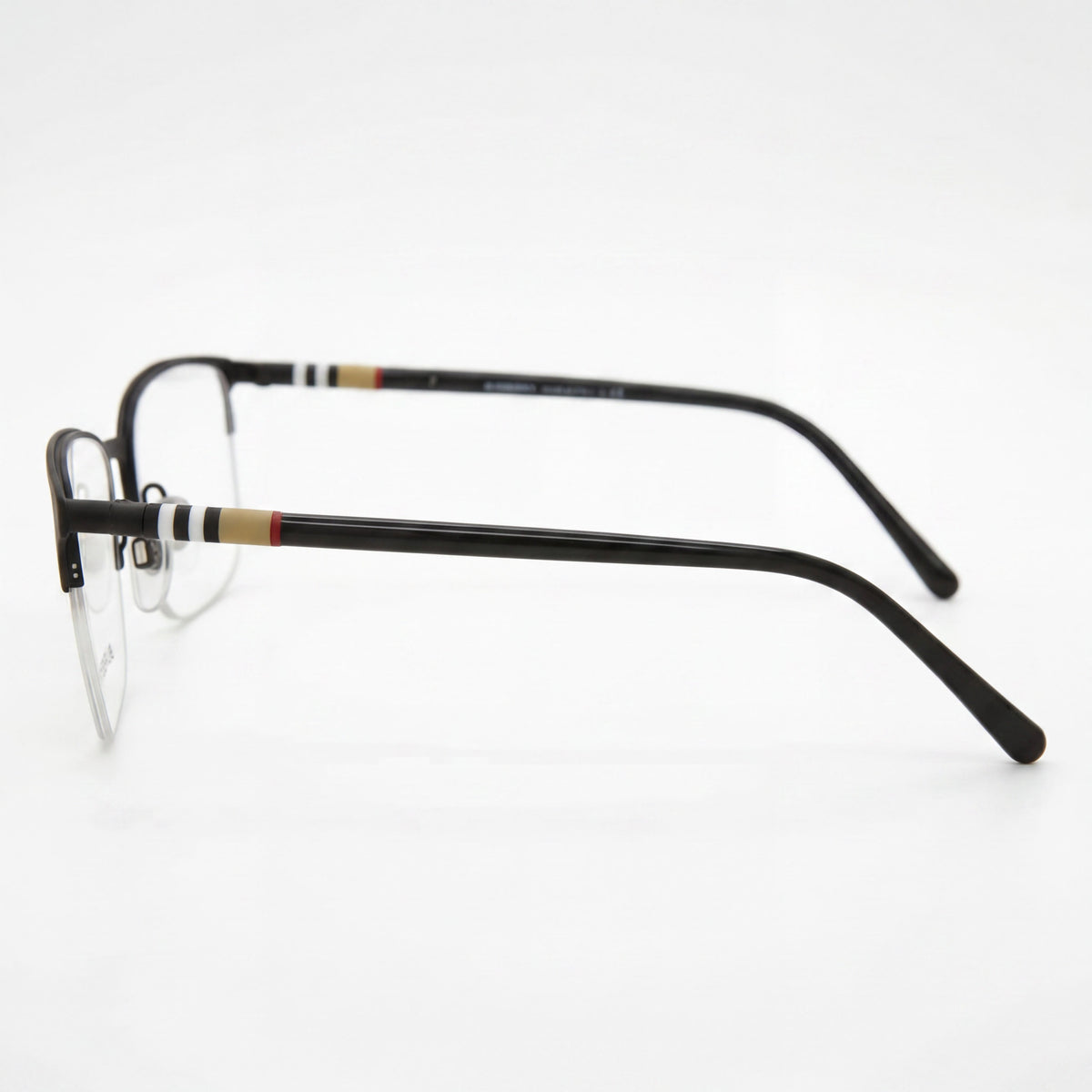 BURBERRY BE 1323 Montura Rectangular de Metal de Medio Aro para Hombre, Goma Marrón Negra, 54 mm, Photo 2