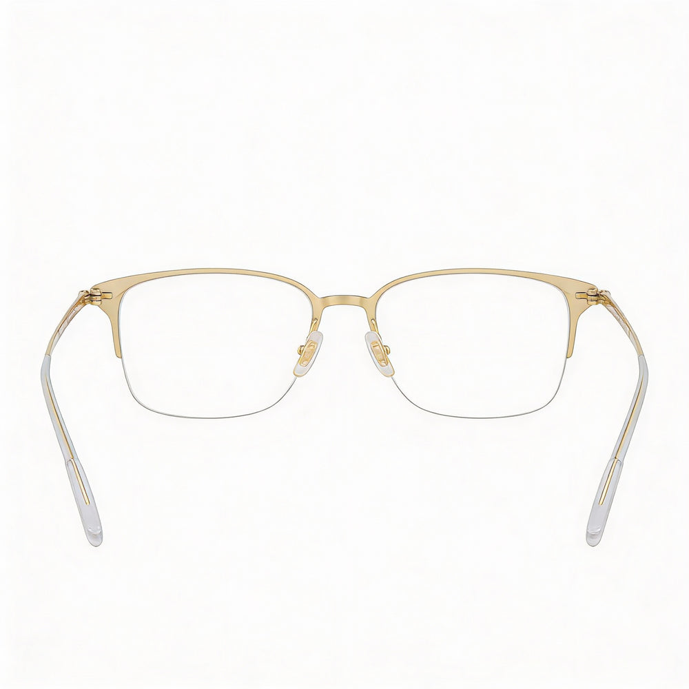 Monturas ópticas MONTBLANC para hombre, cuadradas/rectangulares, doradas, transparentes, con lentes de plástico, 52 mm