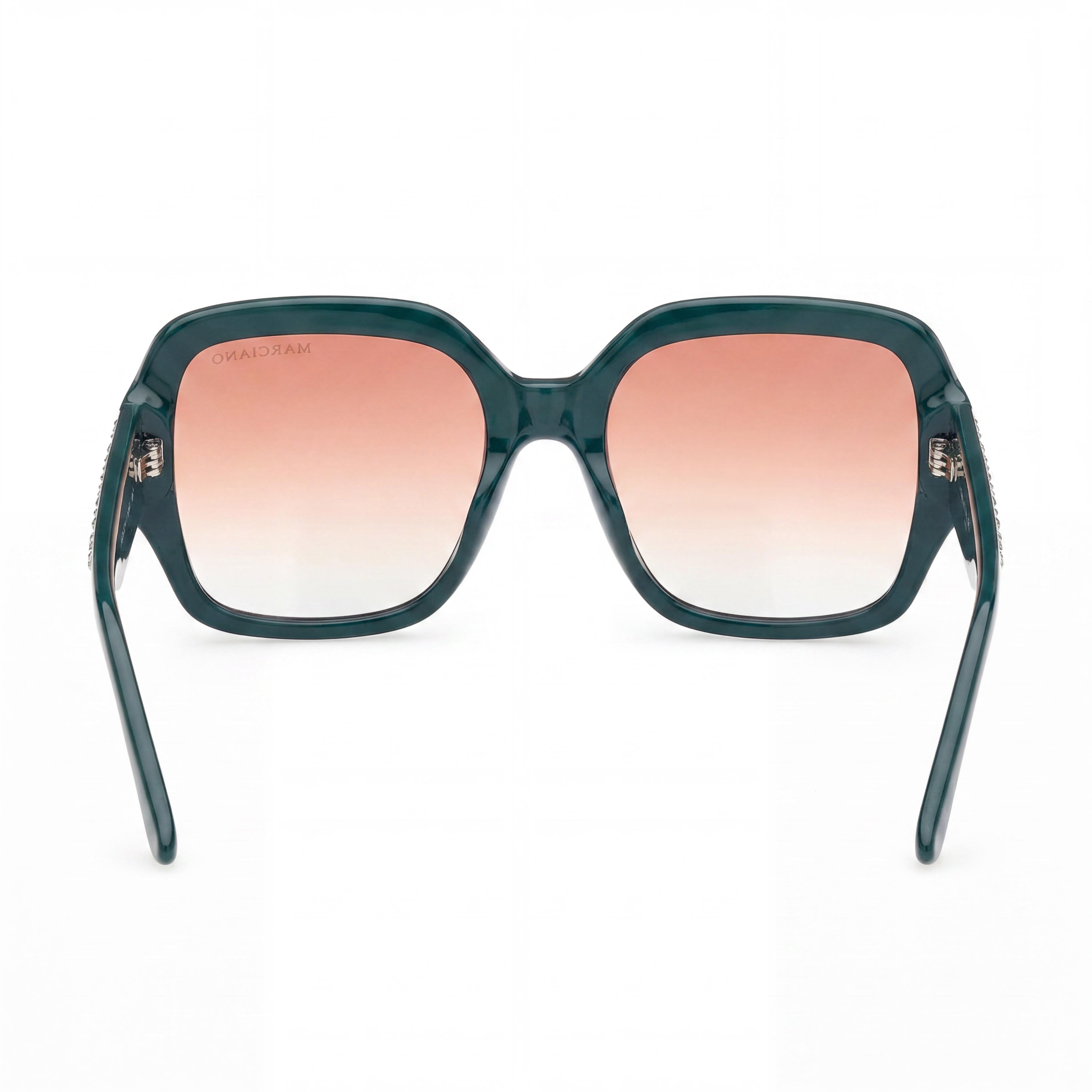 GUESS by Marciano Women's Classic Dark Green Plastic Frame Eyewear with Green Polycarbonate Lenses 56mm, Photo 4