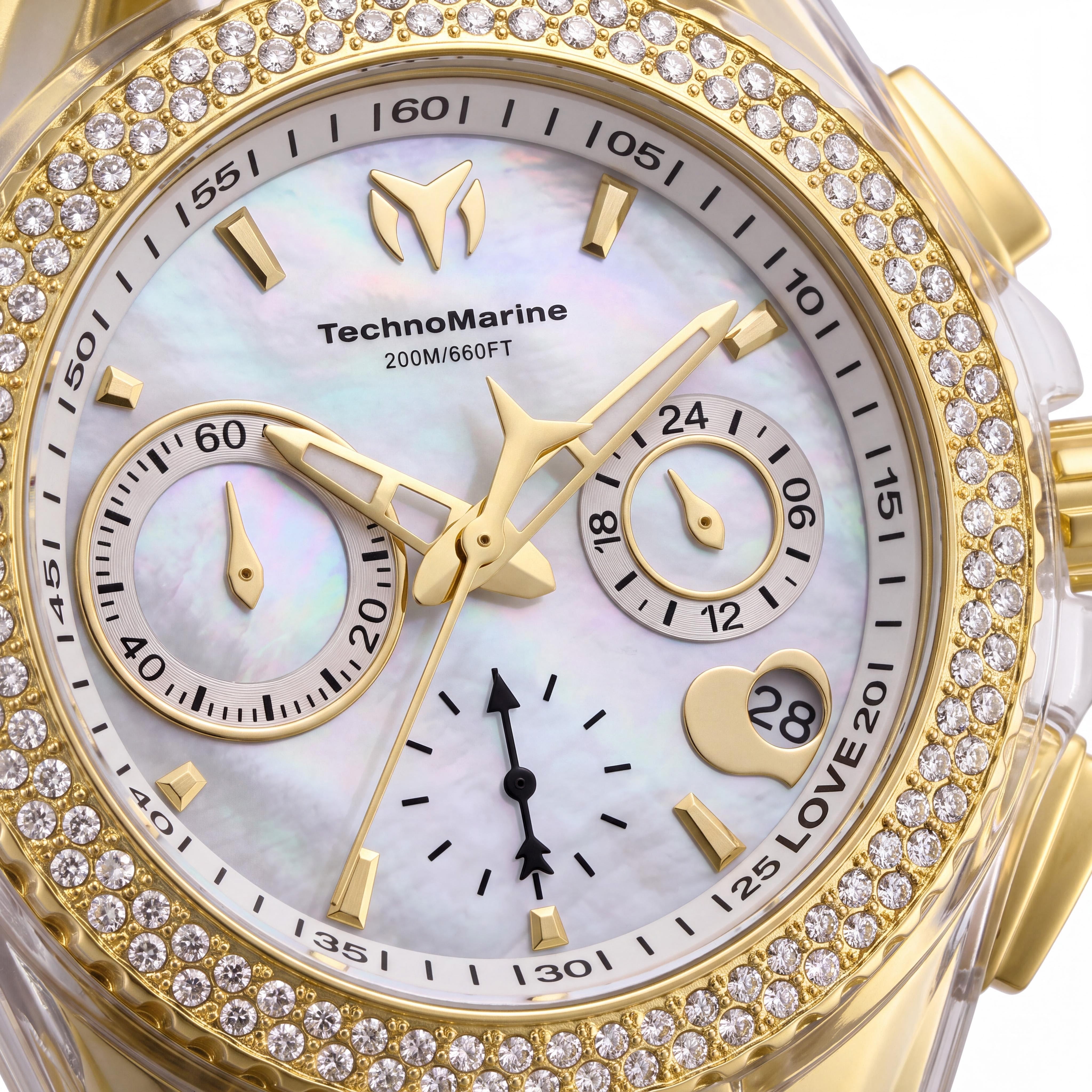 TechnoMarine Cruise TM-117046 Women's 40mm White Stainless Steel Quartz Chronograph Crystal Bezel Watch, Photo 2