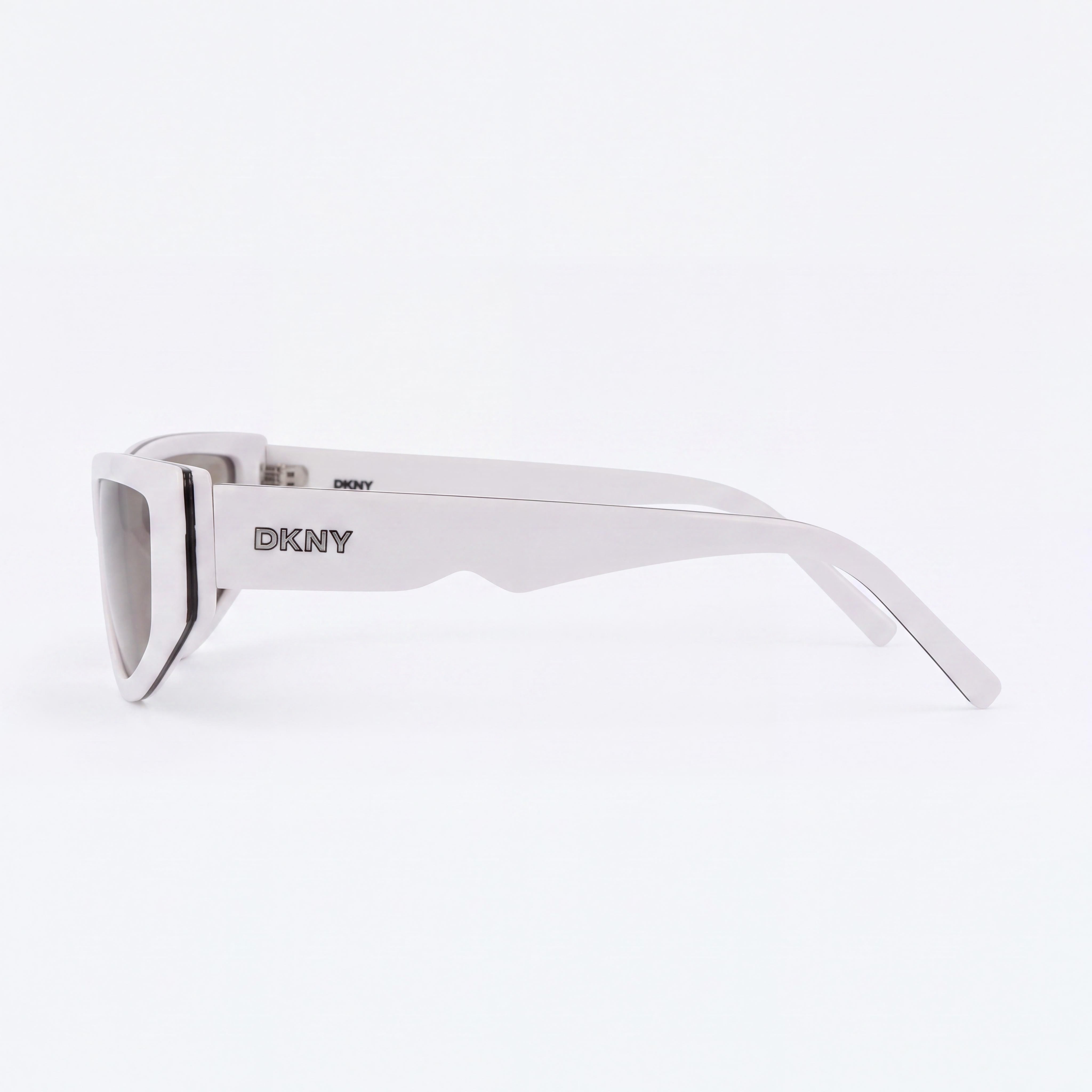 DKNY Women's Classic White Acetate Smoke Silver Flash Sunglasses 100% UV Protection 55-17-140, Photo 3