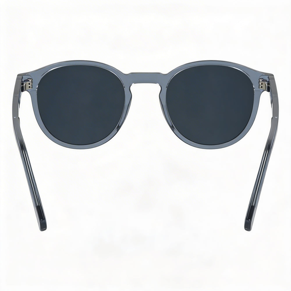 Gafas Lacoste Classic para hombre con montura de plástico transparente gris claro y lentes de policarbonato grises, 51 mm de ancho de lente