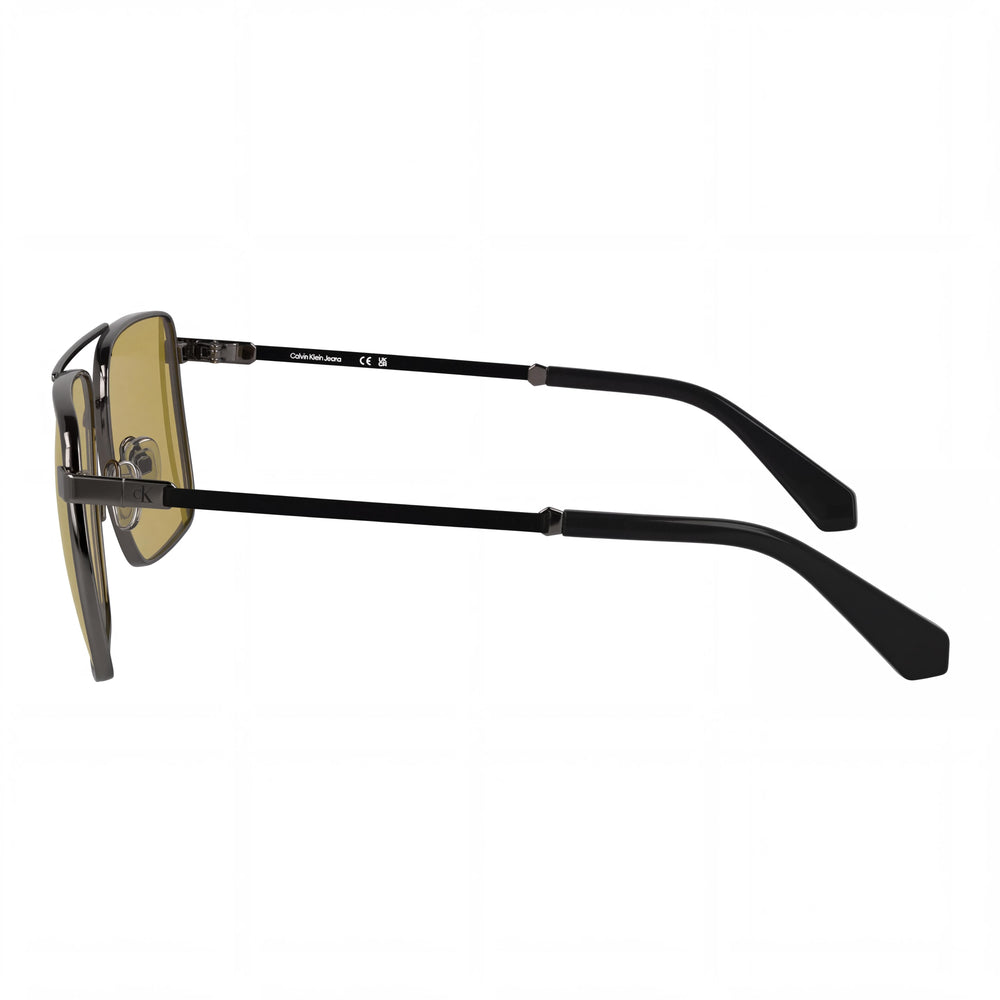 Gafas de sol Calvin Klein Jeans Ckj25201s de aviador para hombre, de metal rutenio oscuro con lentes de color caramelo sólido, protección UV, talla XL