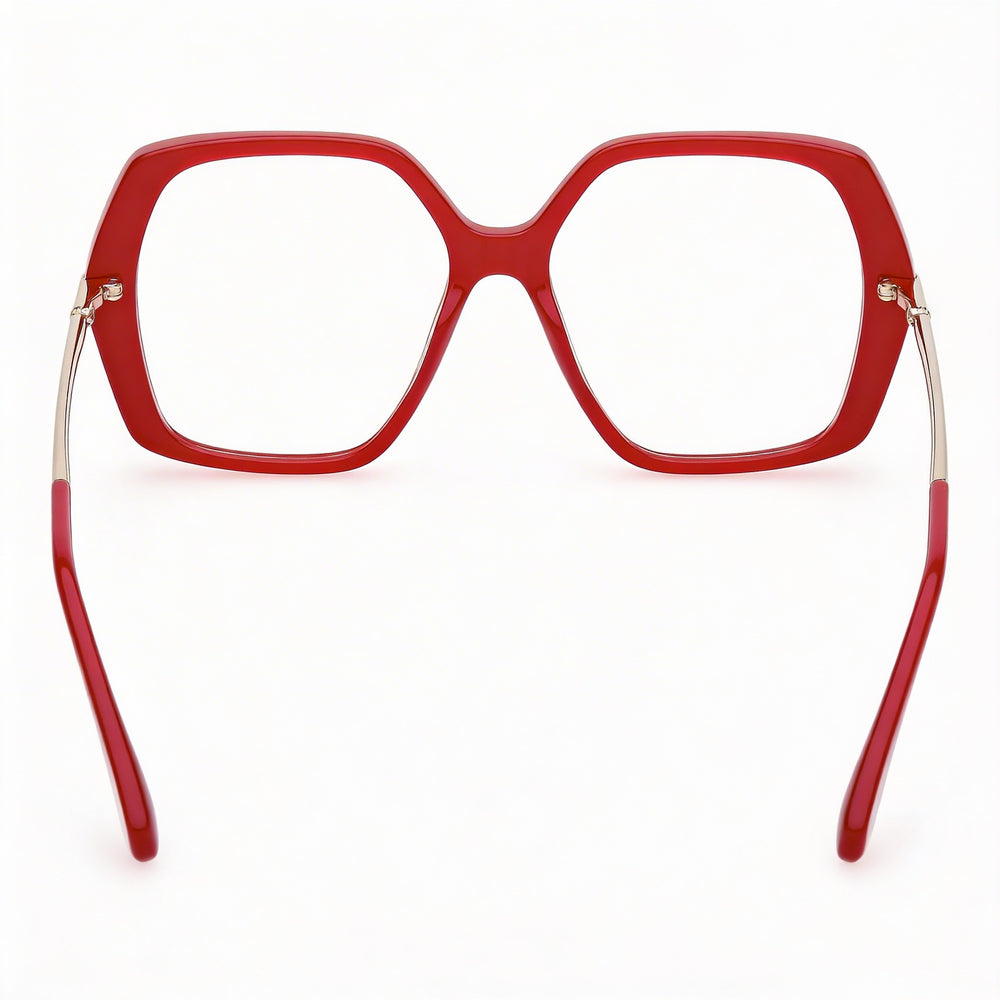 MaxMara MODERNO Unisex Plastic Eyewear with Light Red Pale Gold Frame and Red Lenses 52mm
