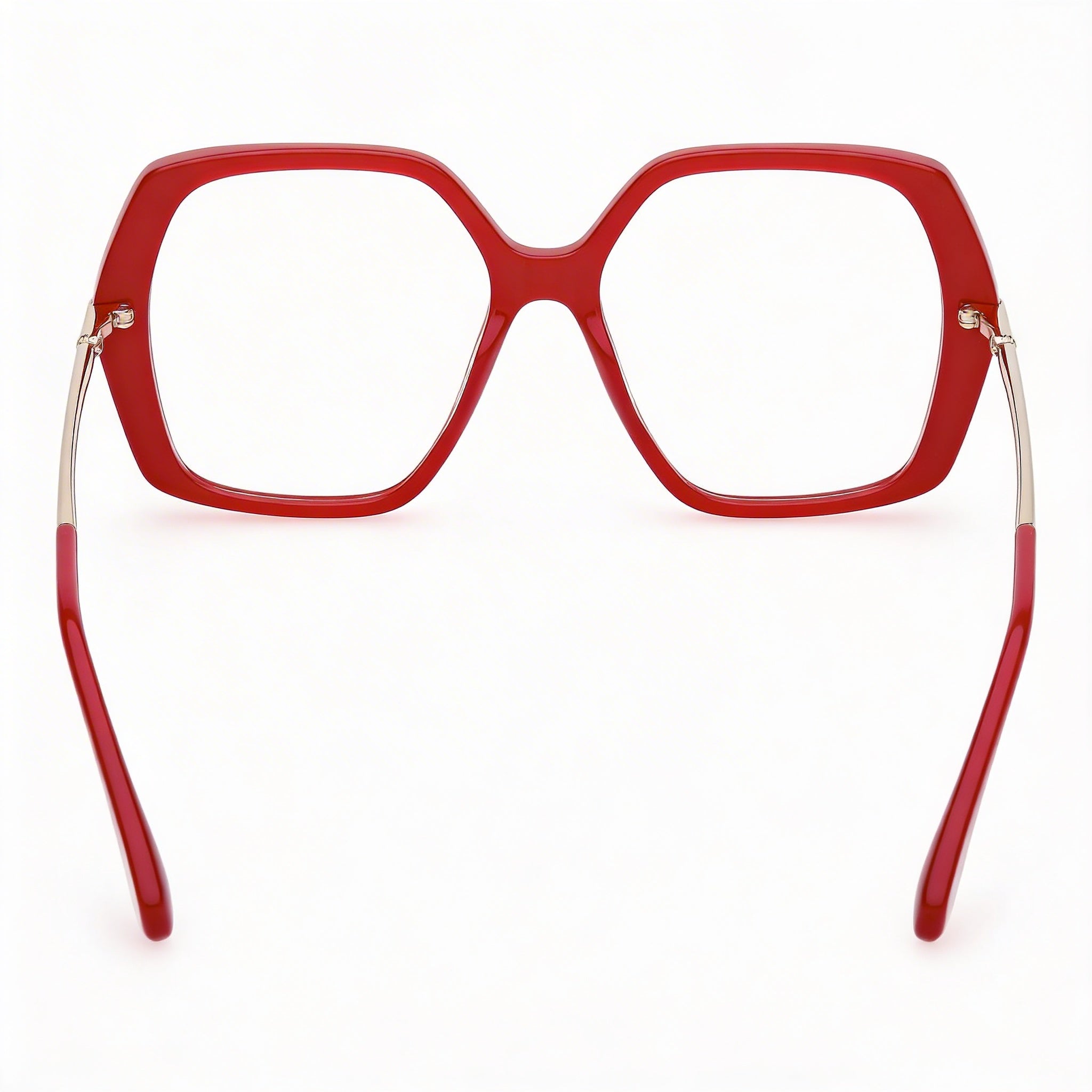 Gafas de plástico unisex MaxMara MODERNO con montura en dorado pálido rojo claro y lentes rojas de 52 mm, Photo 3