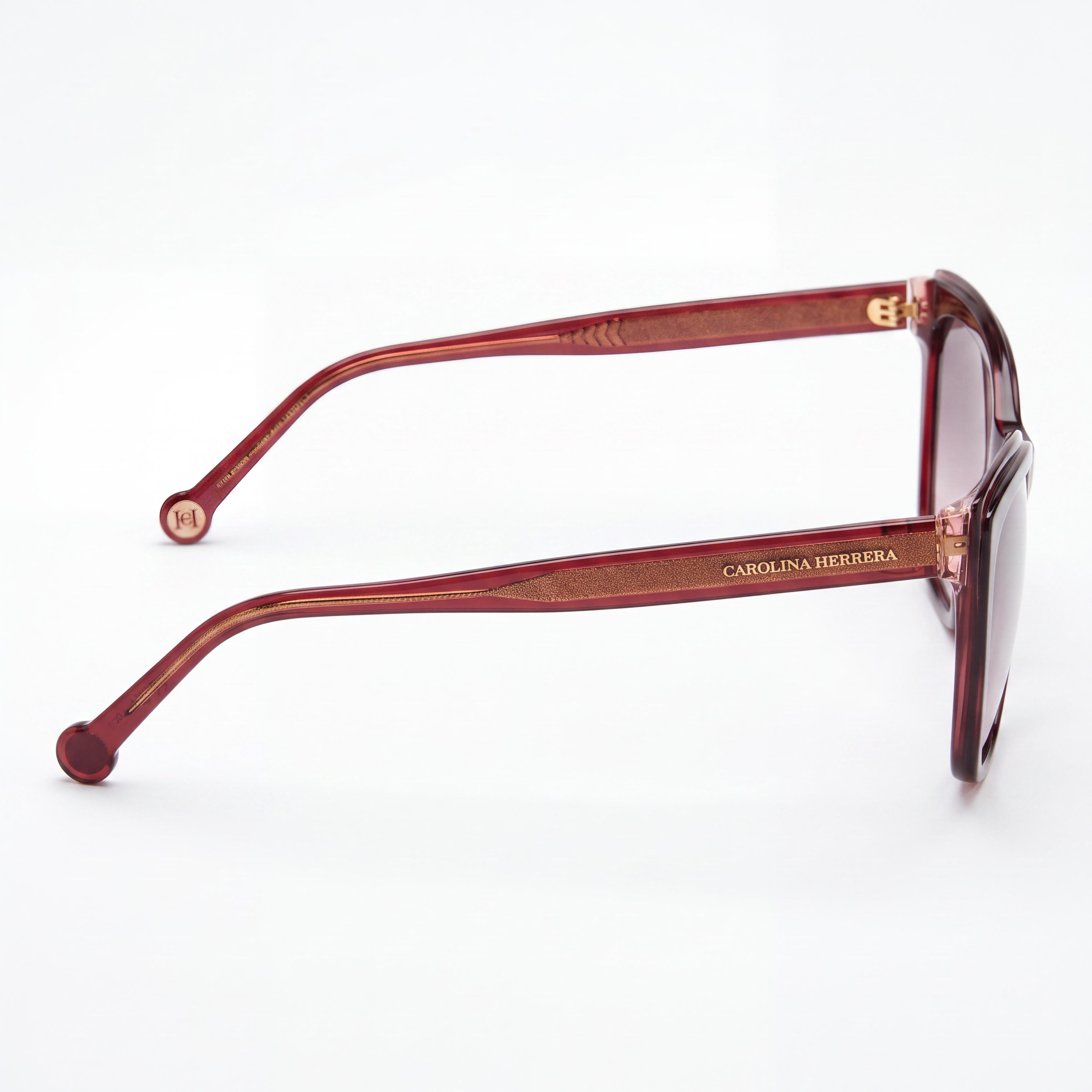 Carolina Herrera Essential Women's UV Protection Sunglasses, Burgundy Red Plastic, Brown Pink Shaded 55, Photo 3