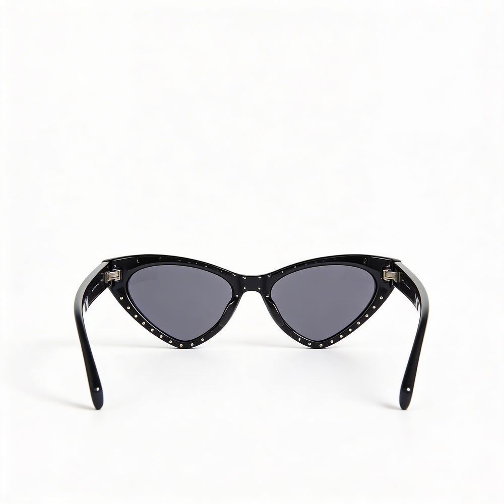 Gafas de sol Moschino MOS0006/S para mujer, de plástico negro, con forma de ojo de gato y lentes grises no polarizadas, 52 mm, UV400
