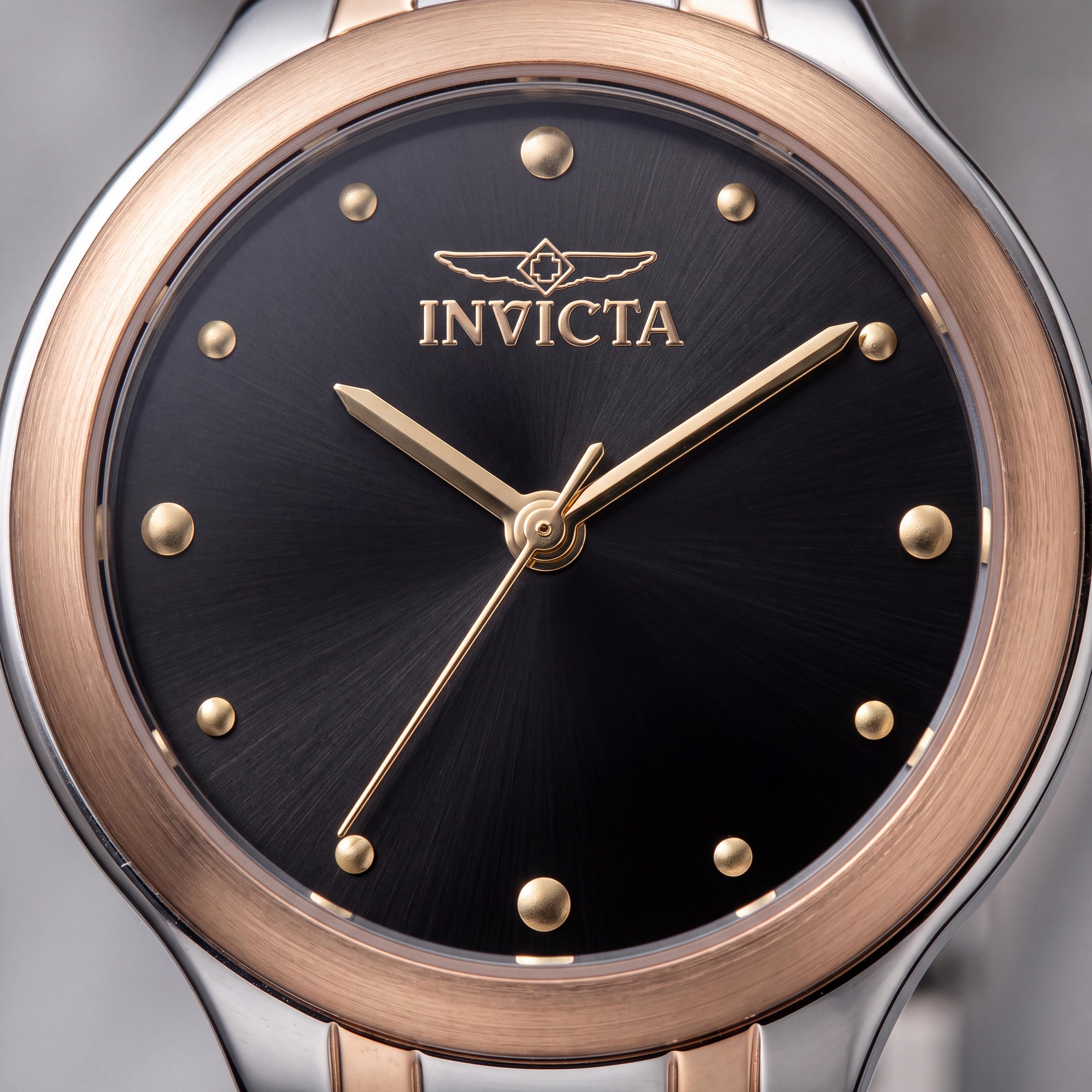 Invicta PC21J Women's 32mm Two Tone Black Stainless Steel Quartz Watch, Black Dial, 3 Bar Water Resistant, Photo 2