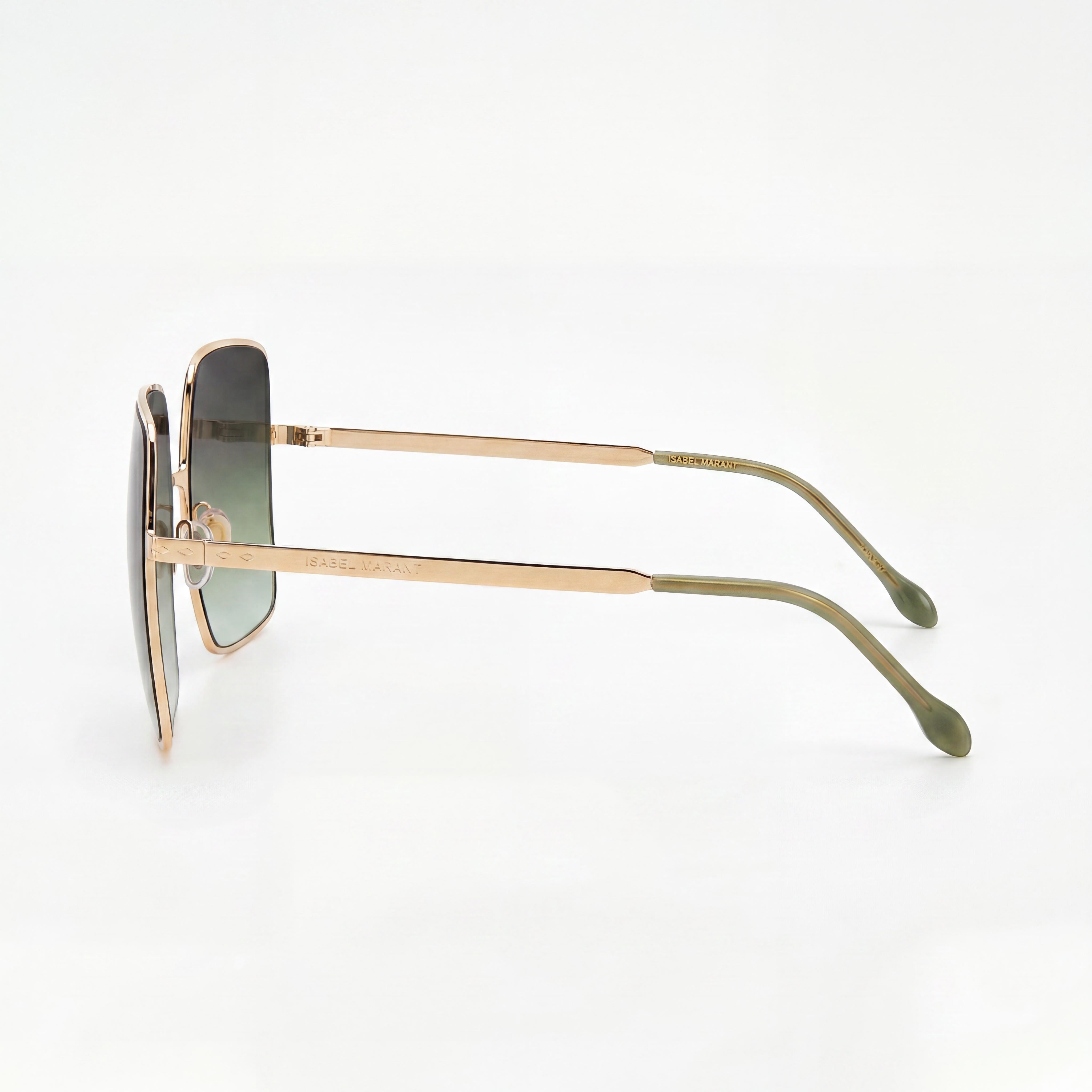 Gafas de sol Isabel Marant modernas para mujer, cuadradas, de acero inoxidable, doradas y verdes, no polarizadas, de 58 mm, Photo 3