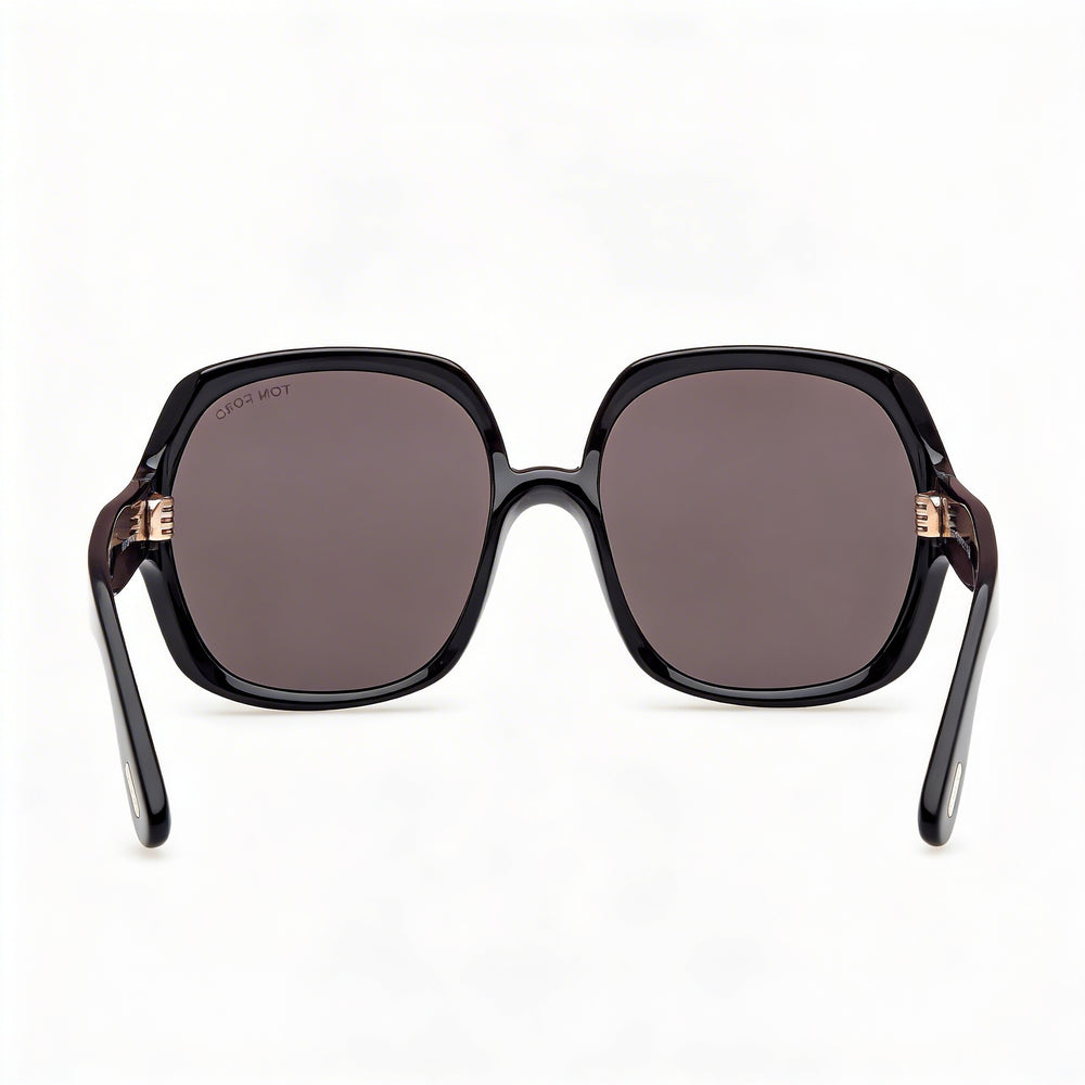 Tom Ford Classic Unisex Shiny Black Plastic Frame Polarized Smoke Lens 60mm Sunglasses