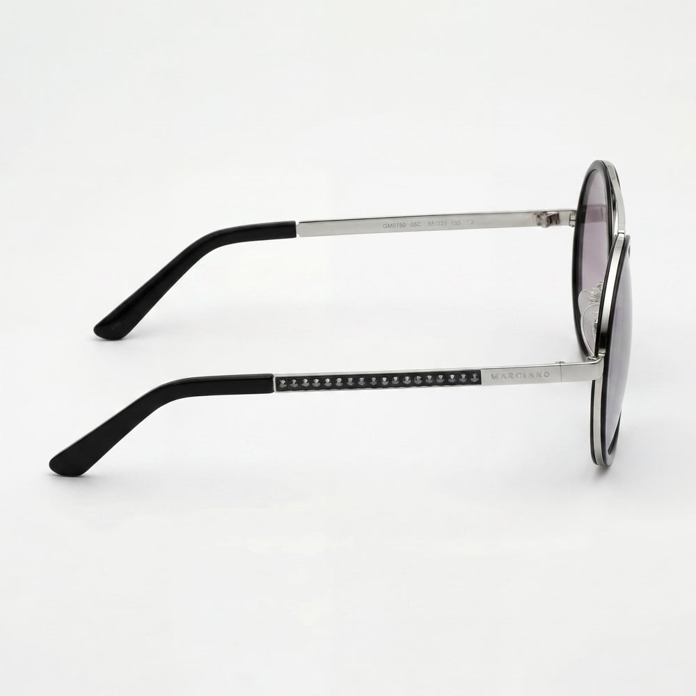 Gafas de sol GUESS para mujer, estilo clásico, con montura de plástico negro, lentes de espejo plateadas y protección UV, 55 mm