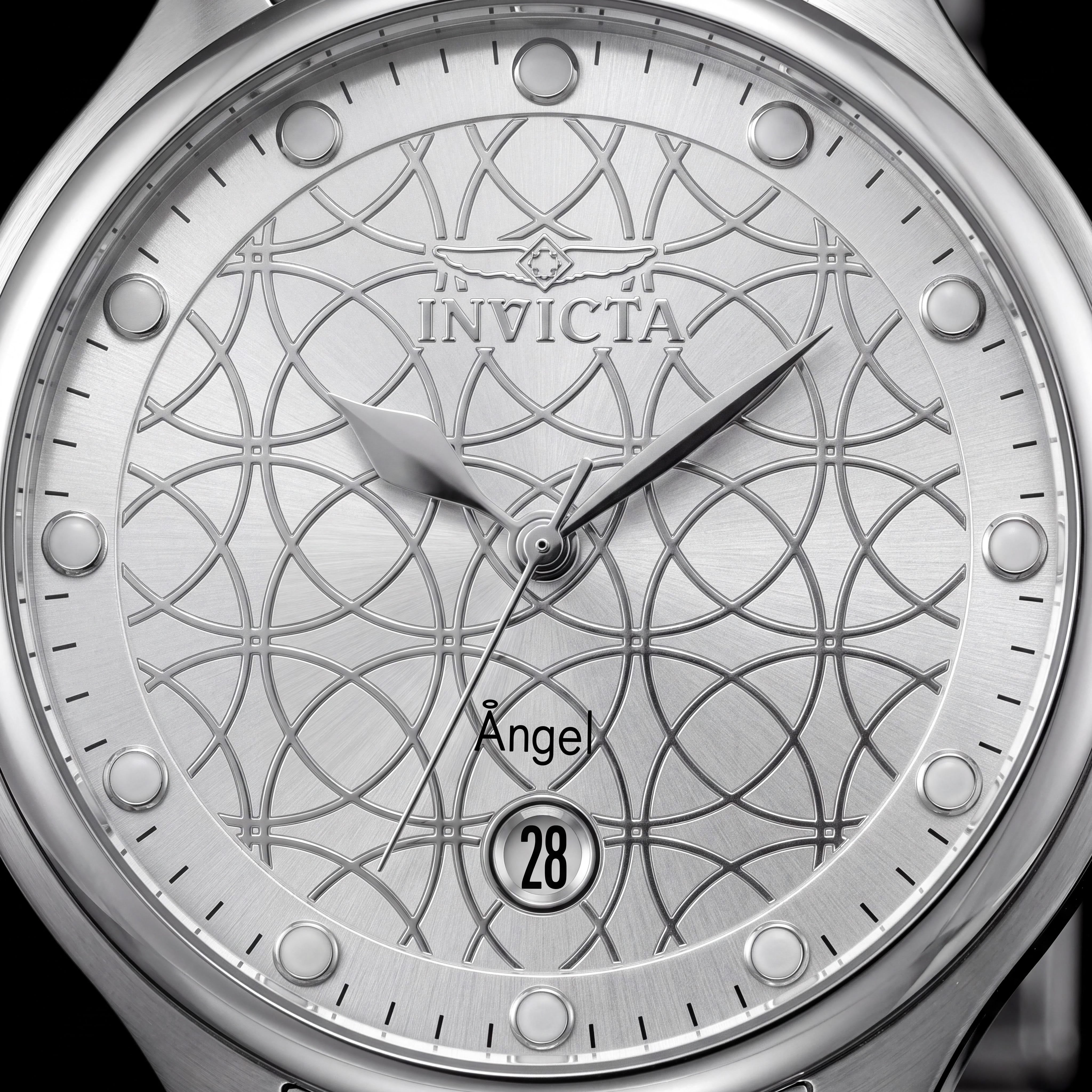 Reloj de cuarzo Invicta Angel Collection 27437 para mujer, caja de acero inoxidable de 38 mm, esfera plateada, resistente al agua, Photo 2