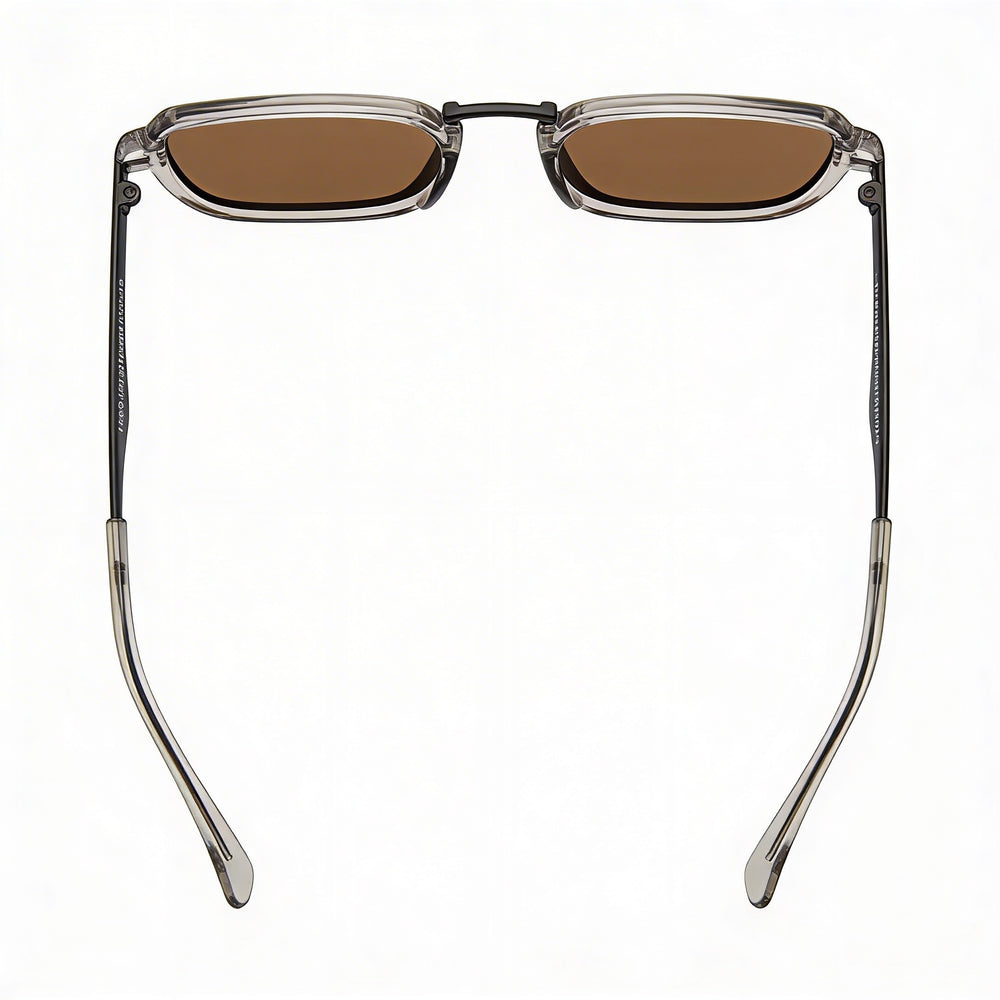 PRIVÉ REVAUX No Concept Gafas de sol de policarbonato gris cristal dorado con protección UV para hombre de 52 mm