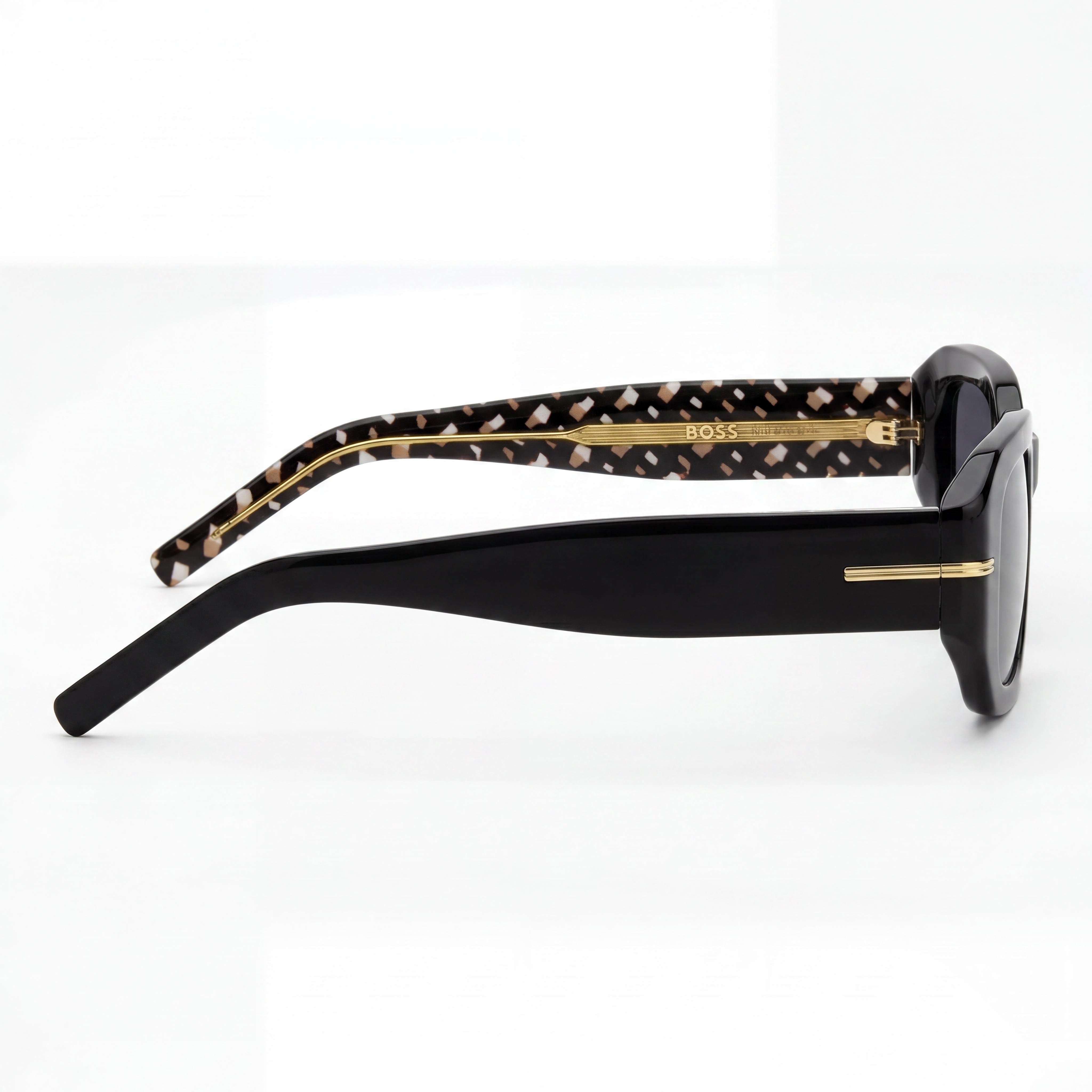 Gafas de sol clásicas Hugo Boss BOSS 1608/S para mujer, armazón de acetato negro y gris, lente negra de 50 mm, Photo 3