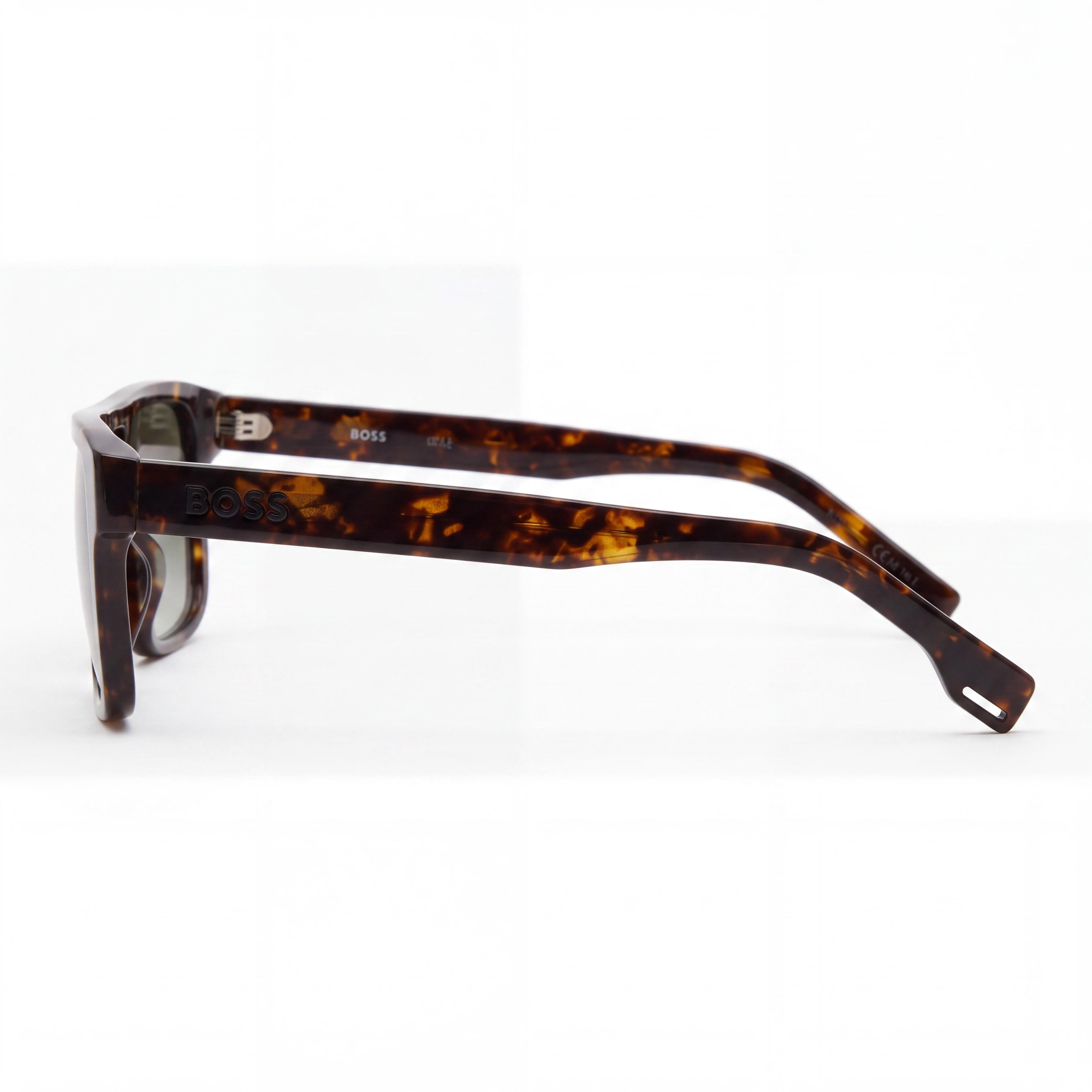Gafas de sol HUGO BOSS informales para hombre, color Habana, ECO CELULOSA, sombreadas en verde, 100 % protección UV, 56 mm, Photo 3