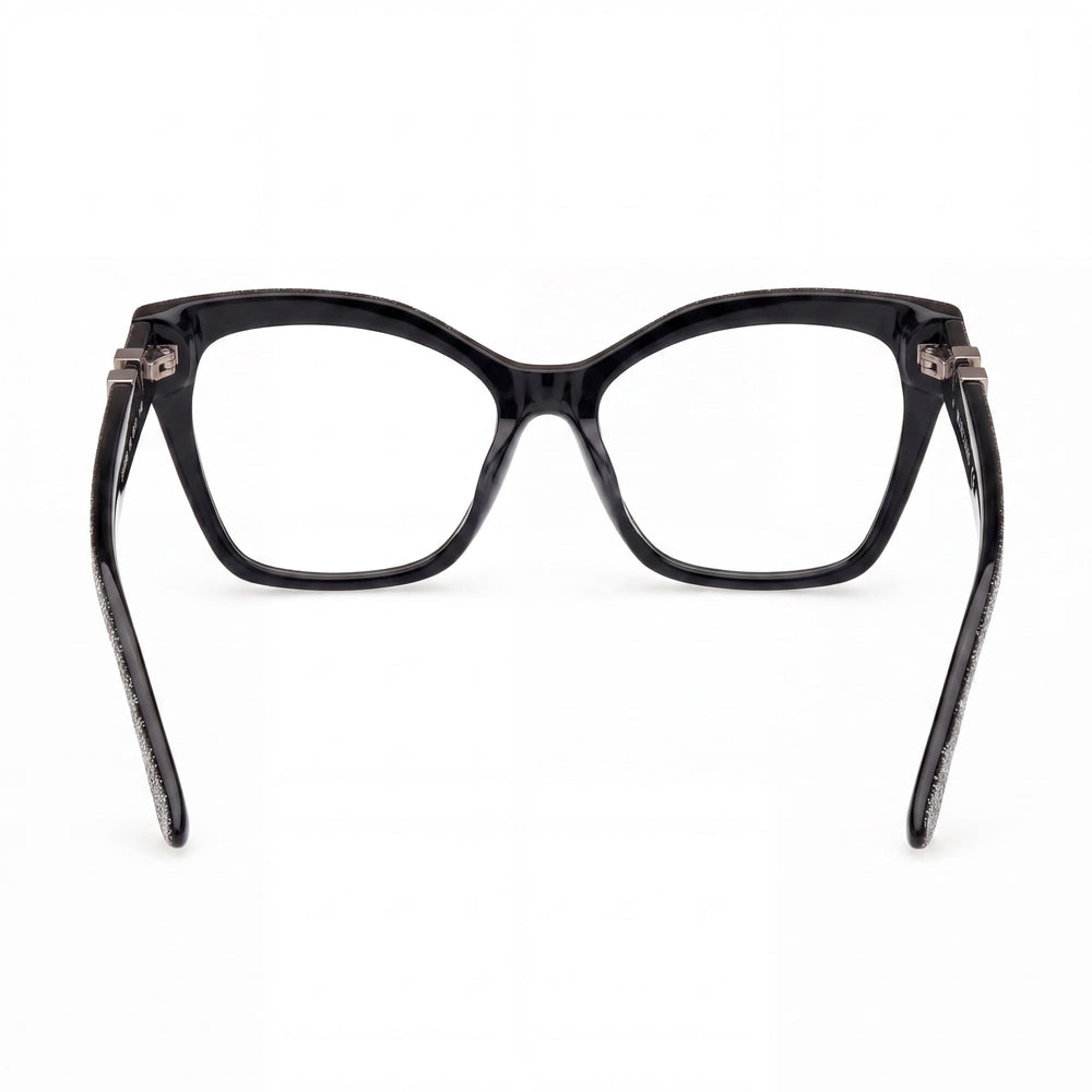 GUESS by Marciano Classic Women's Shiny Black Plastic Frame with Multicolor Polycarbonate Lenses Eyewear 55-16-145