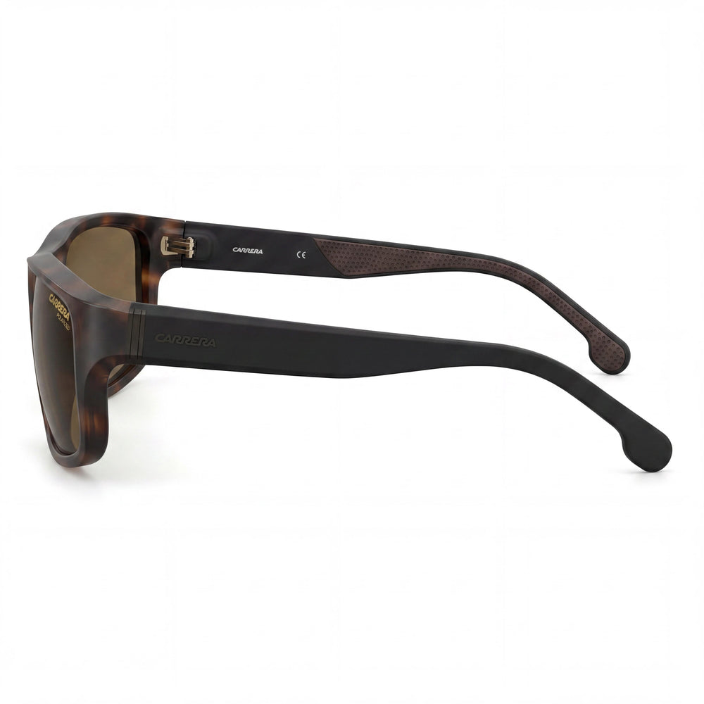 Gafas de sol Carrera 8038/S Classic unisex con montura de poliamida color habana oscuro, lentes de bronce, polarizadas y protección UV, 61 mm