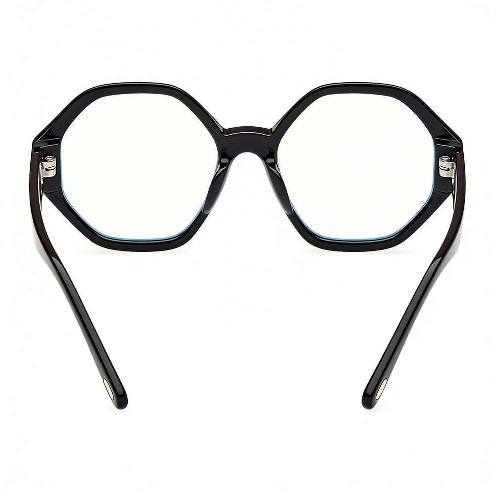 Gafas unisex Tom Ford FT5967-B con montura negra brillante y lentes de policarbonato, 53-18-140