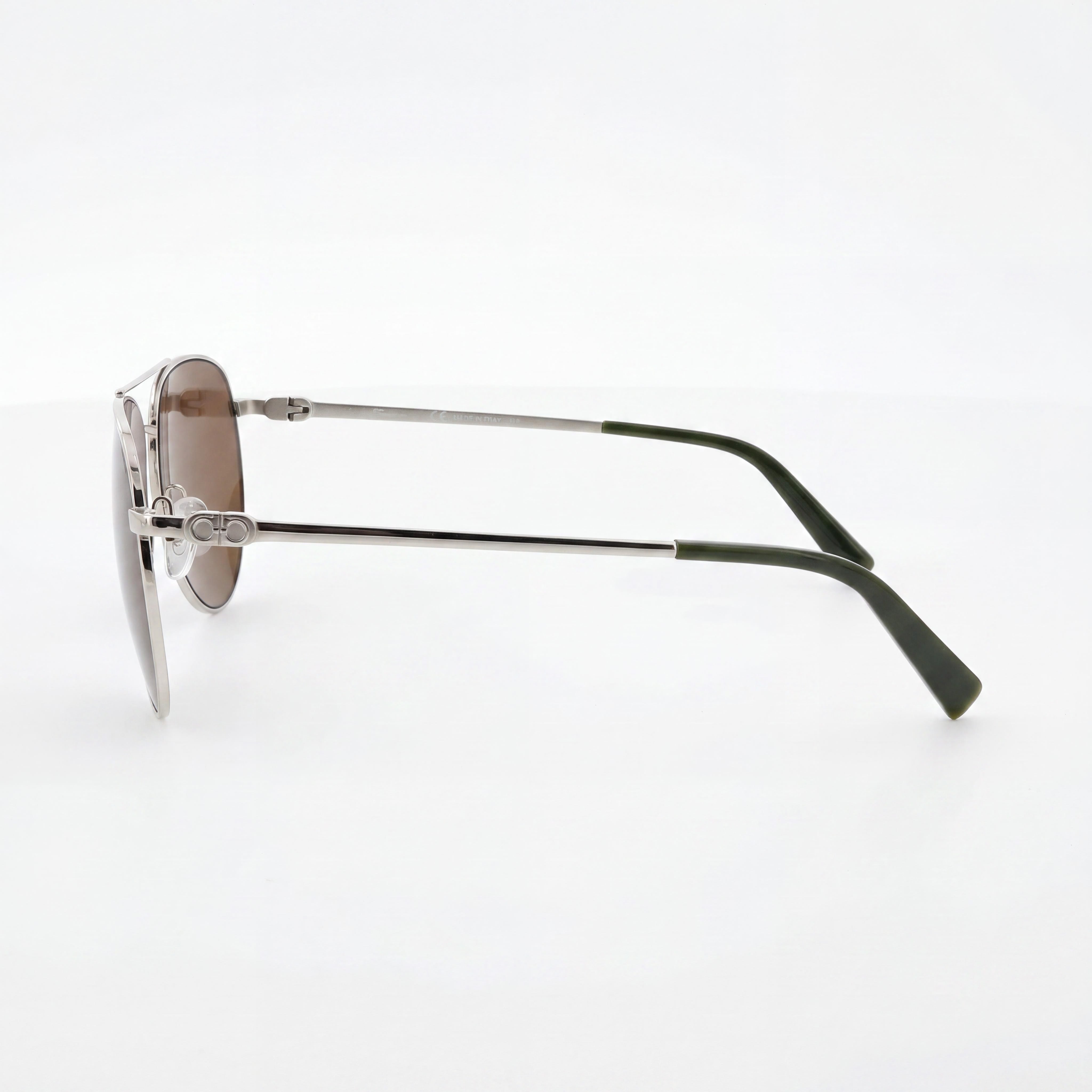 Salvatore Ferragamo Unisex Aviators Sunglasses Silver Metal Frame Brown UV Protected Lenses 60-15-140, Photo 3
