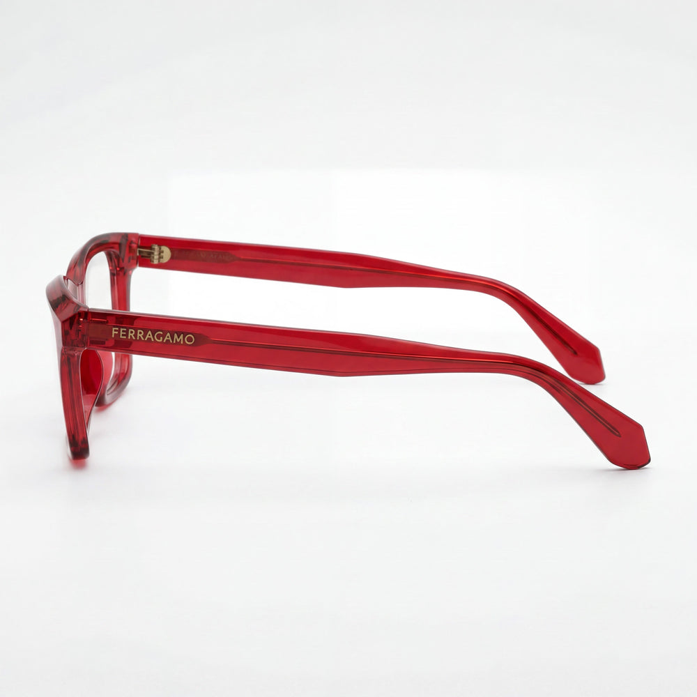 Gafas de sol Salvatore Ferragamo SF2986 para hombre, de acetato rojo transparente, 53 mm