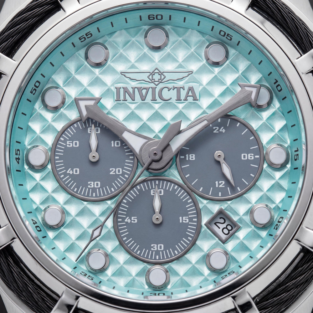 Invicta Bolt 49164 Cronógrafo de cuarzo para hombre, caja plateada, esfera azul, correa de silicona, 50 mm, resistente al agua 20 ATM