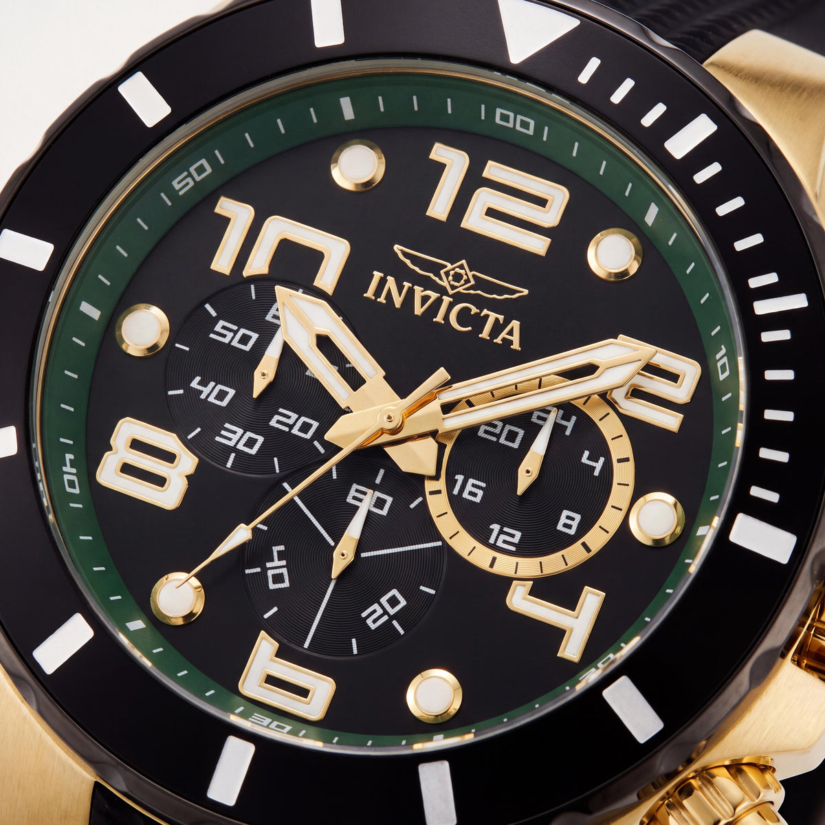 Reloj Invicta para hombre Pro Diver cronógrafo, acero inoxidable tono oro amarillo, poliuretano negro 50 mm, Photo 2