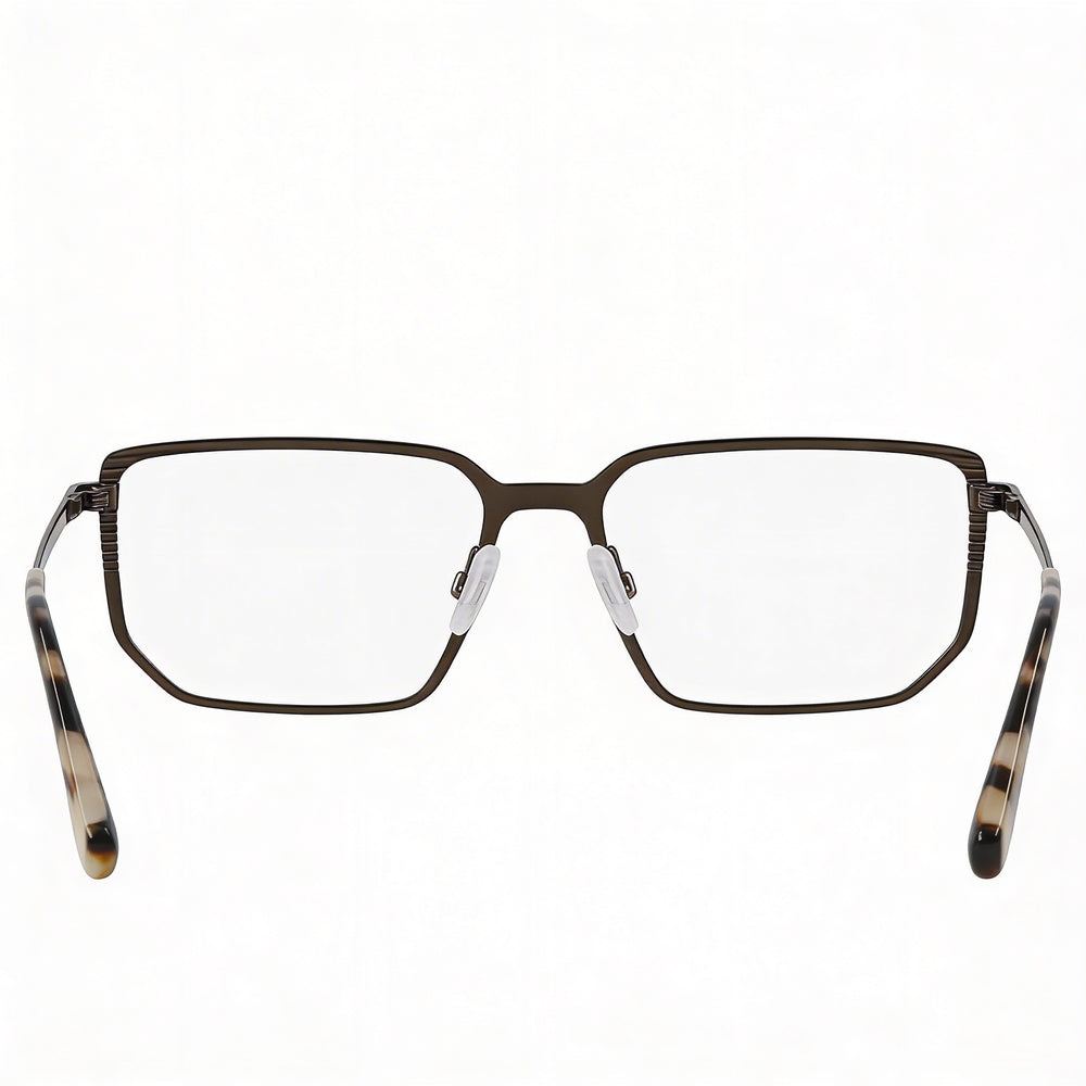 Gafas McAllister Mc4531 para hombre, armazón metálico color oliva, lentes de policarbonato transparente, lente 55 mm, puente 17 mm, patilla 145 mm