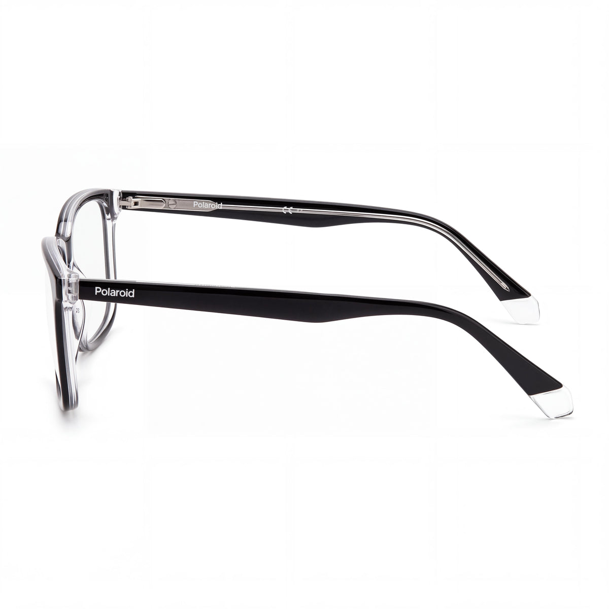 Gafas clásicas para hombre Polaroid D394, de acetato negro cristal, sin polarización, con medidas de 55-15-145 mm, Photo 3