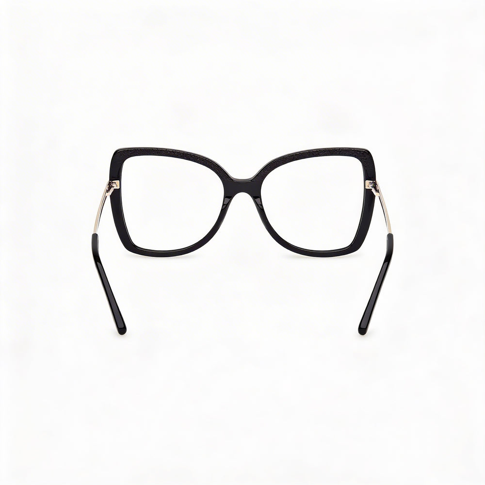 GUESS Women's Clásico Model Eyewear with Black Pale Gold Plastic Frame and Black Lenses, 54mm Lens Width