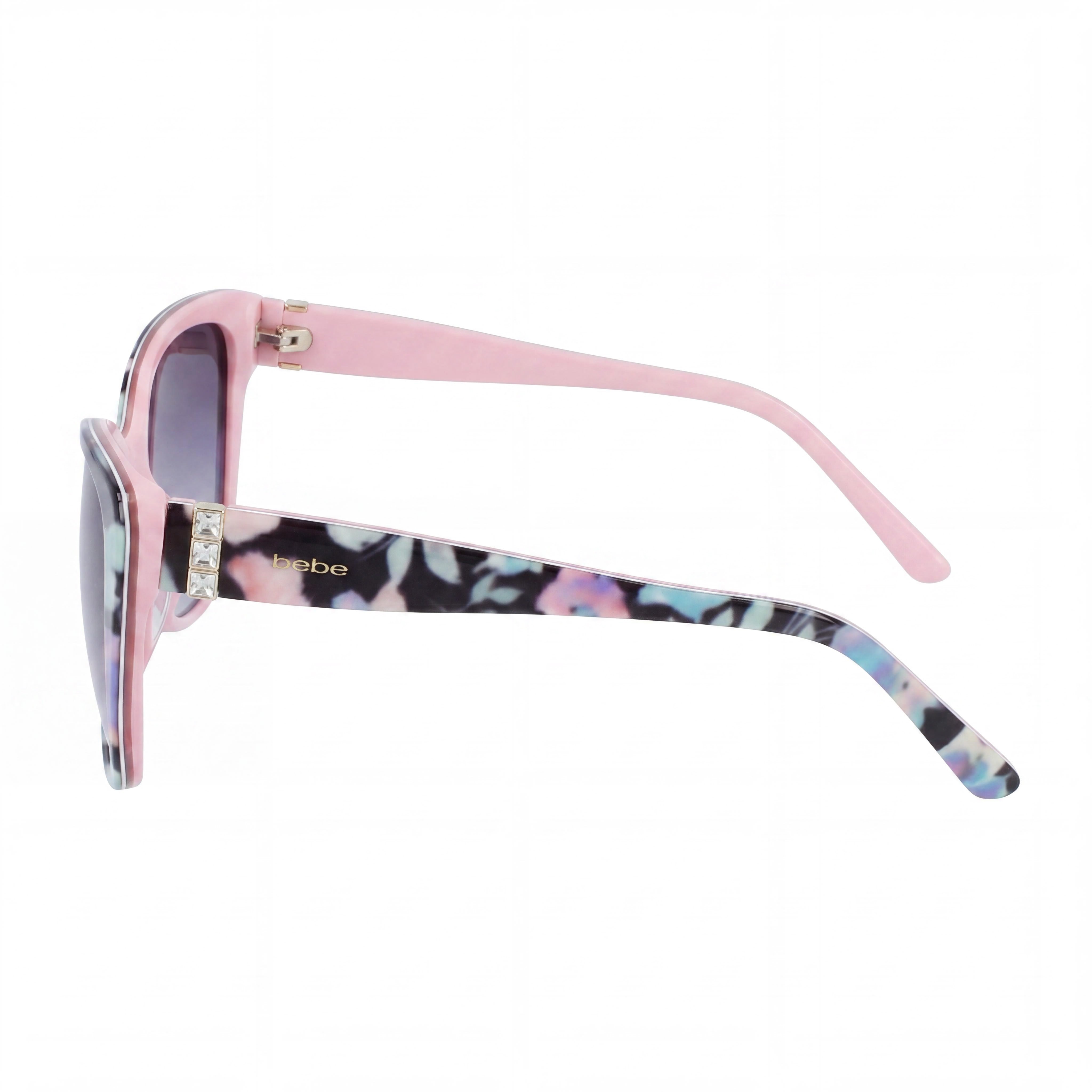 BEBE Classic Women's Floral Jet Acetate Frame 100% UV Protection Sunglasses with 55mm Polycarbonate Lenses, Photo 3