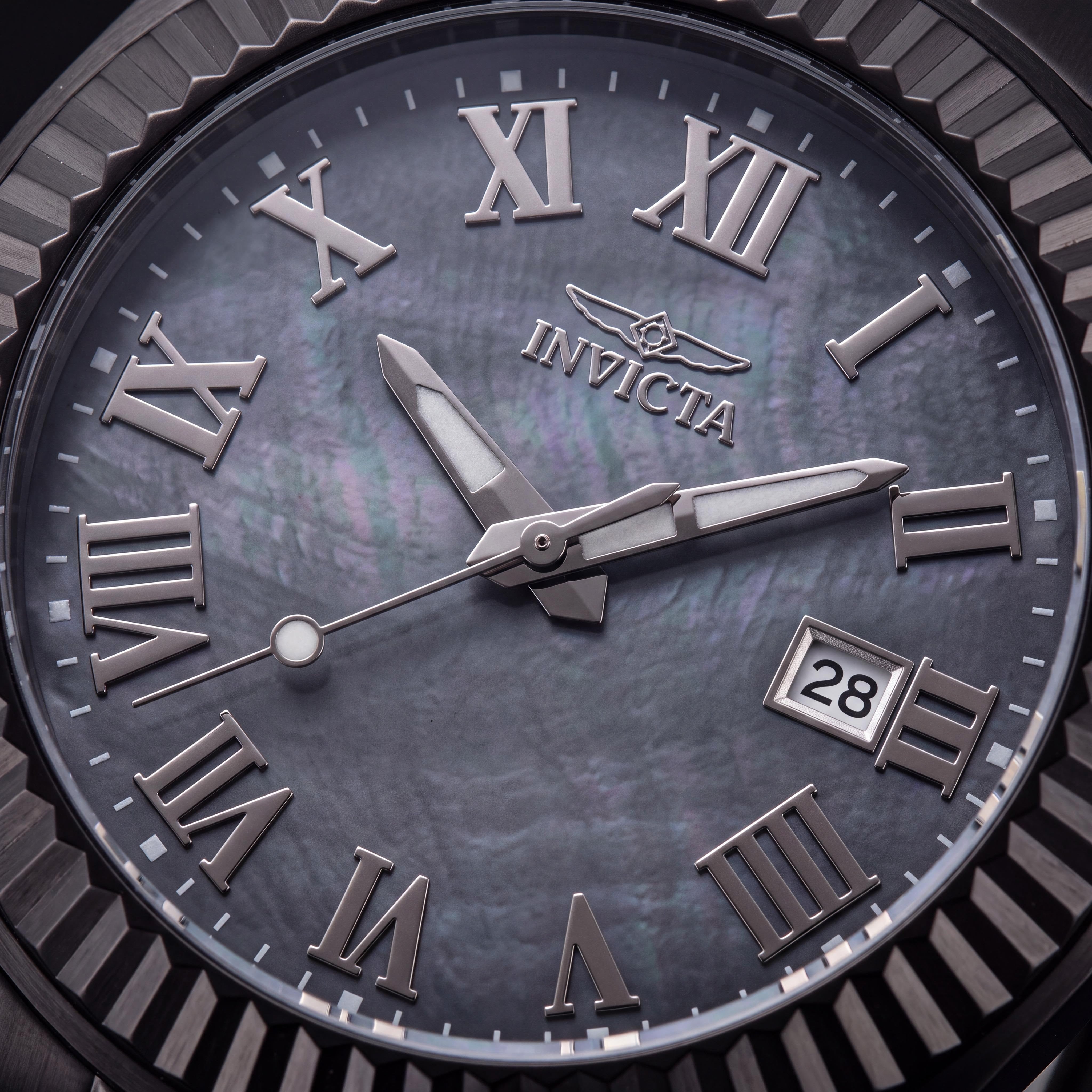 Invicta Angel 44277 Reloj de cuarzo para mujer con pulsera de acero inoxidable, esfera negra, caja de 40 mm, 10 ATM, Photo 2