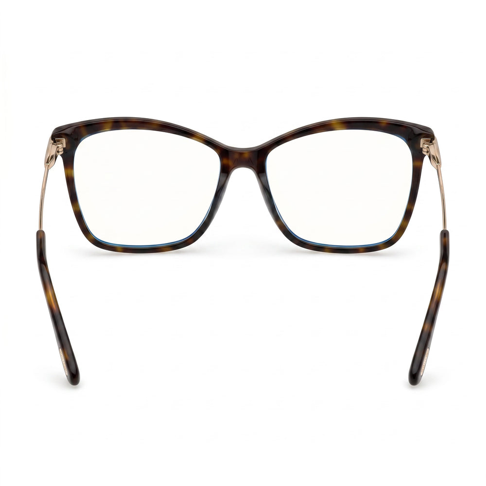 Tom Ford Women's Ft5687-b Dark Havana Rose Gold Blue Filter Plastic Clear Lens Eyeglasses 56mm