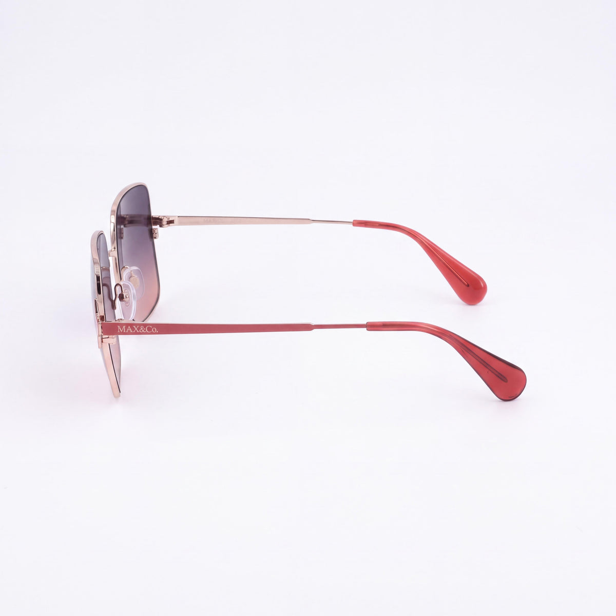 Max & Co. Casual Women's Sunglasses with Shiny Rose Gold Finish Metal Frame and Gradient Smoke Lenses 56mm, Photo 3