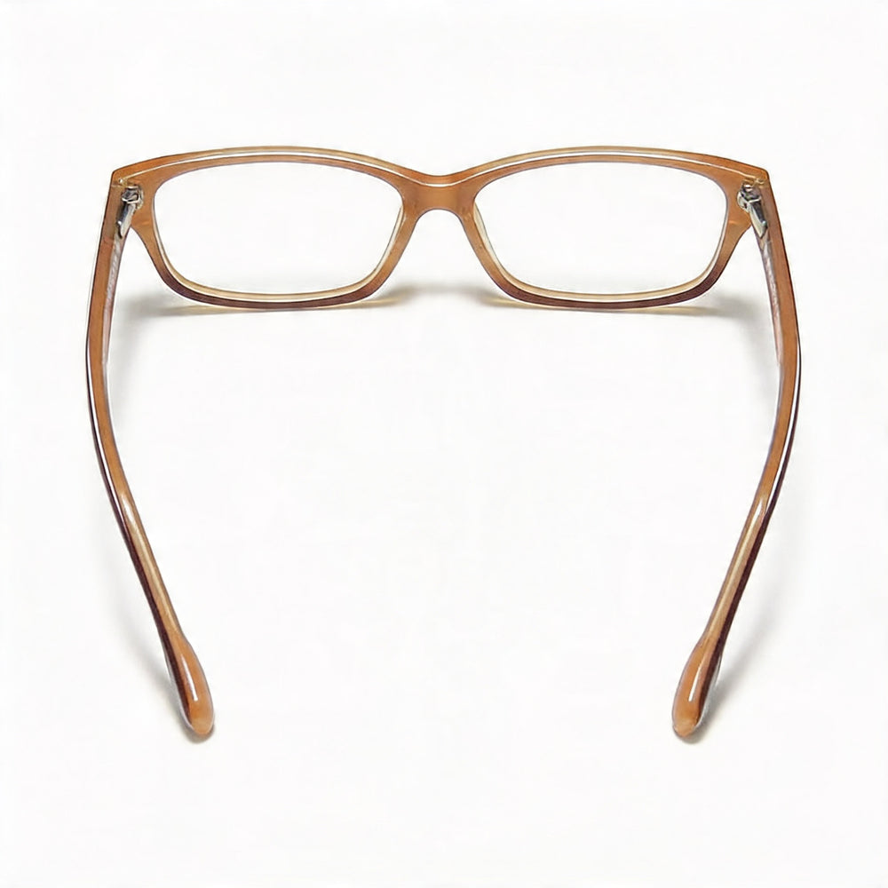 Hugo Boss Modern Unisex Plastic Frame Eyeglasses, Brown Ivory, Clear Lenses, 52mm Lens Width