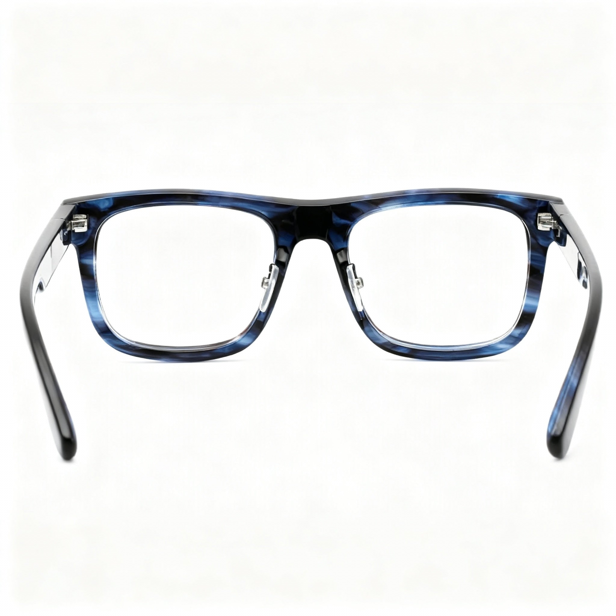 POLICE VPLE37 Men's Casual Plastic Frame Glasses, Shiny Streaked Blue, Clear Non-Polarized Lenses, 52mm, Photo 3