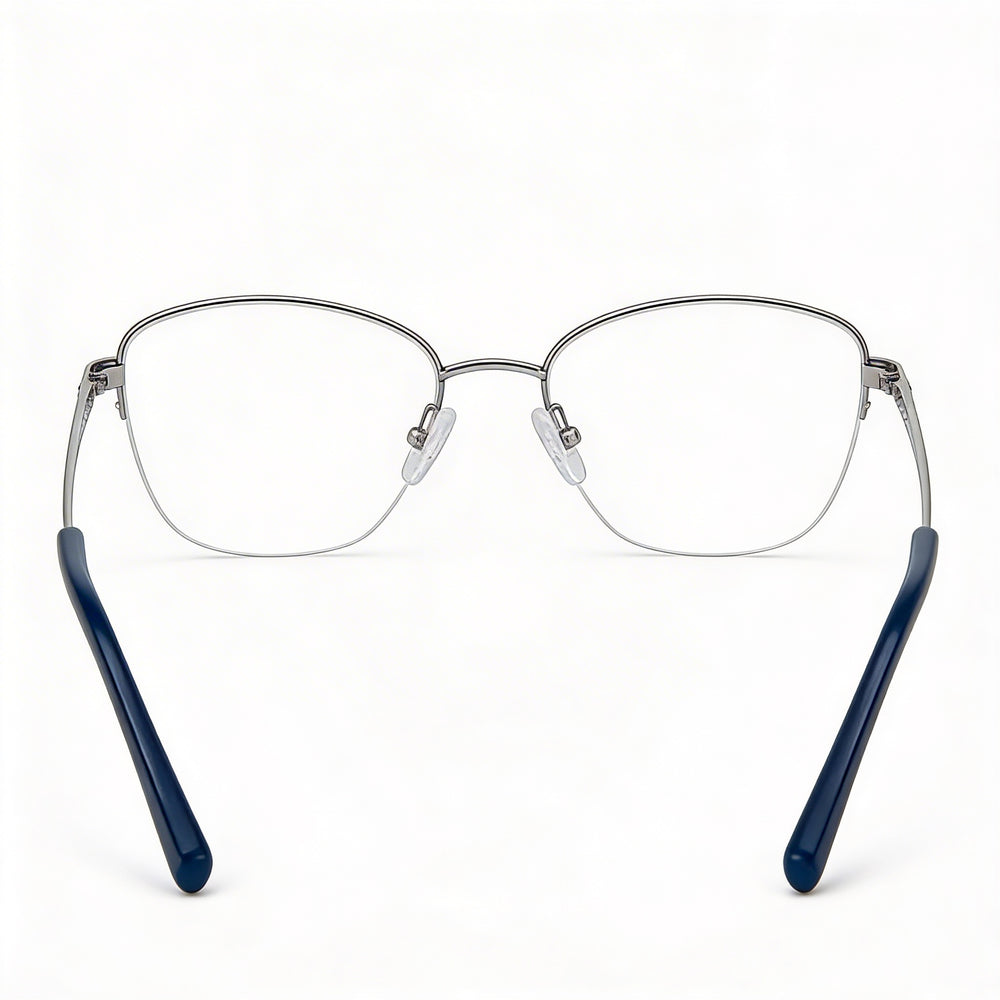 Gafas para hombre Adensco Ad 252 con montura metálica azul y lentes transparentes de policarbonato (53-17-140)