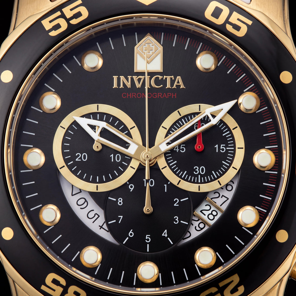 Invicta Reloj de pulsera cronógrafo Pro Diver para hombre, con esfera negra, caja de acero inoxidable y correa de silicona en oro blanco, 48 mm, Photo 2