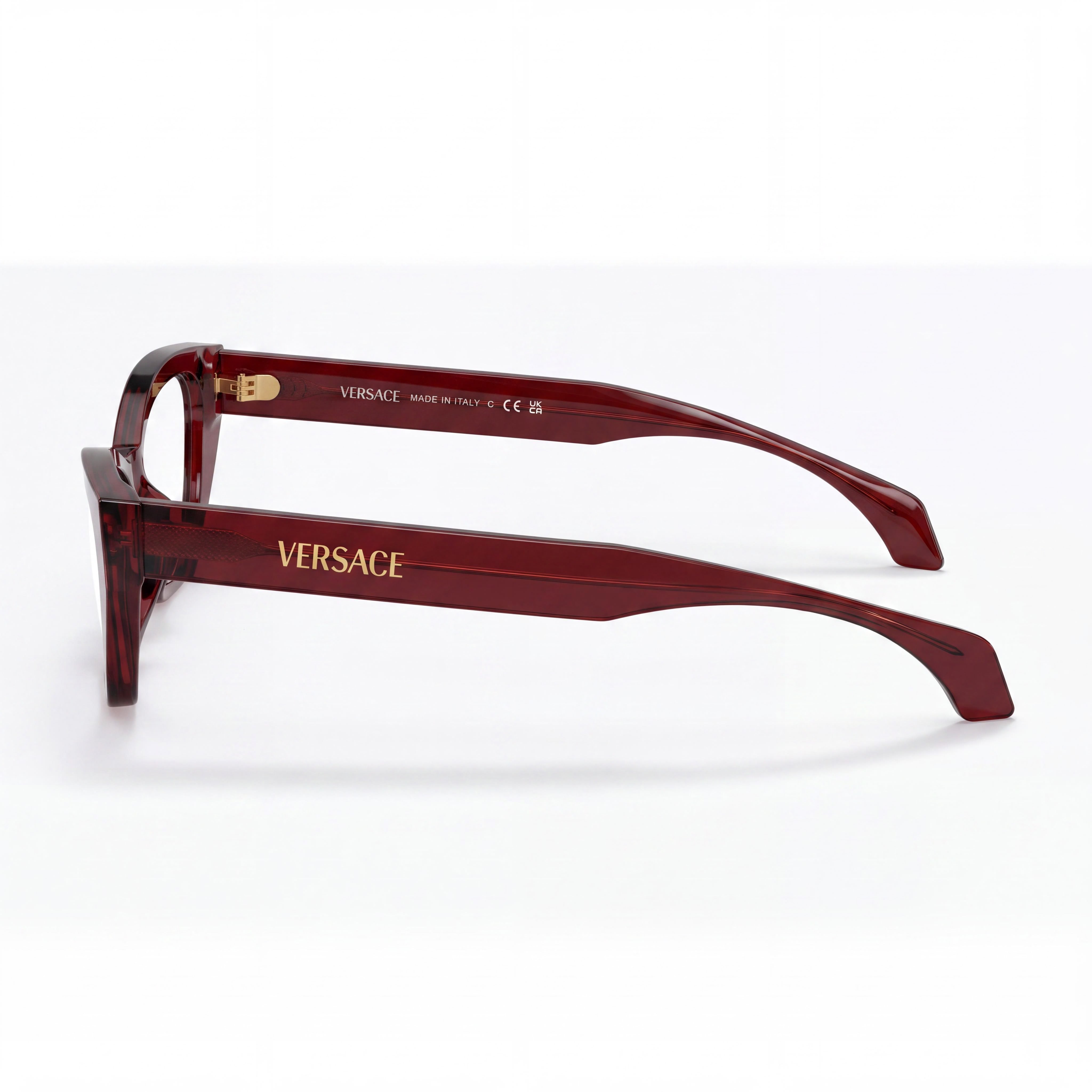 Gafas Ópticas Versace para Mujer, Atrevidas y Lujosas, de Acetato Transparente Burdeos, Listas para Receta, 54-17-140, Photo 2