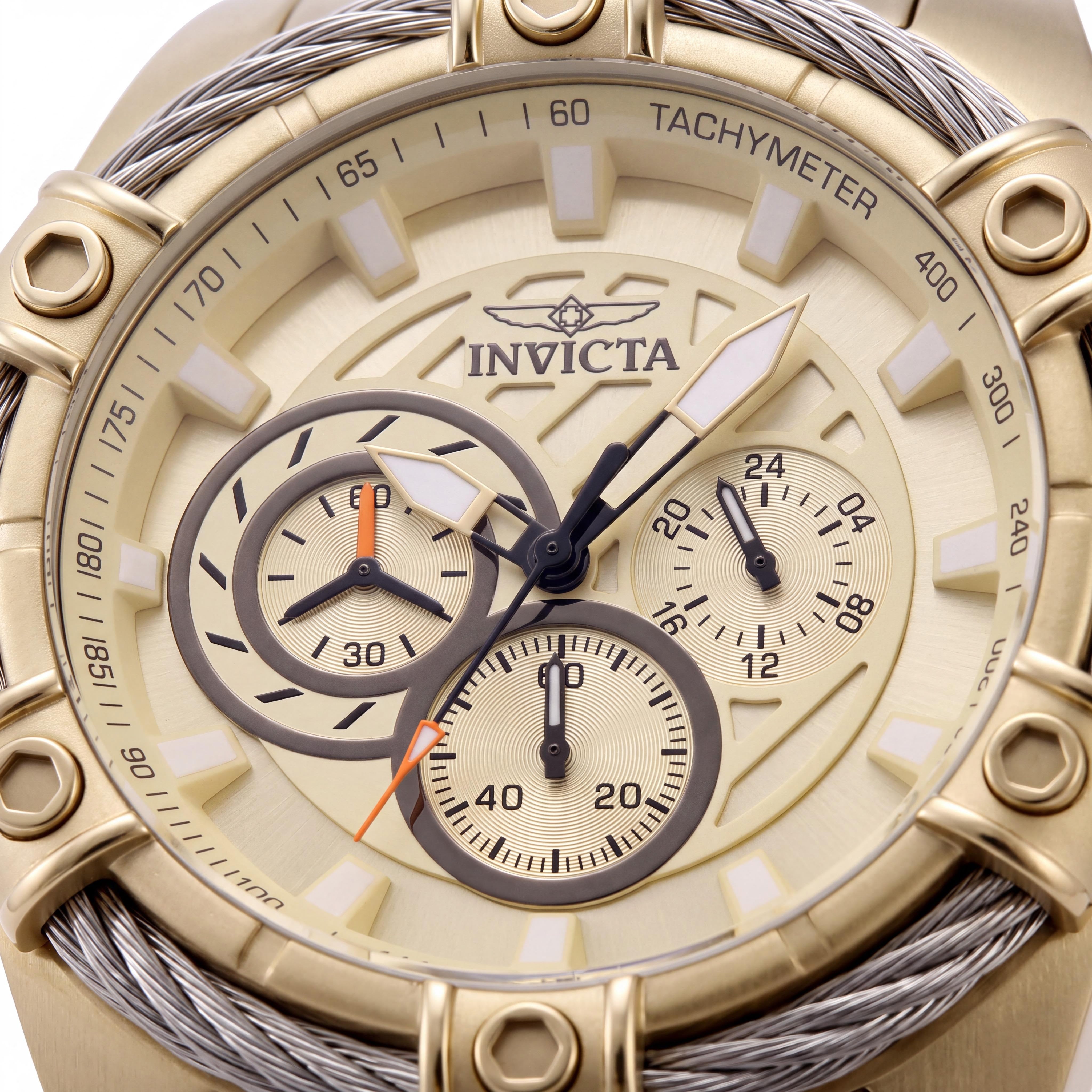 Invicta 48866 Bolt Gold-Tone Stainless Steel Bracelet Watch with Scratch-Resistant Flame Fusion Crystal & 100m Water Resistance, Photo 2