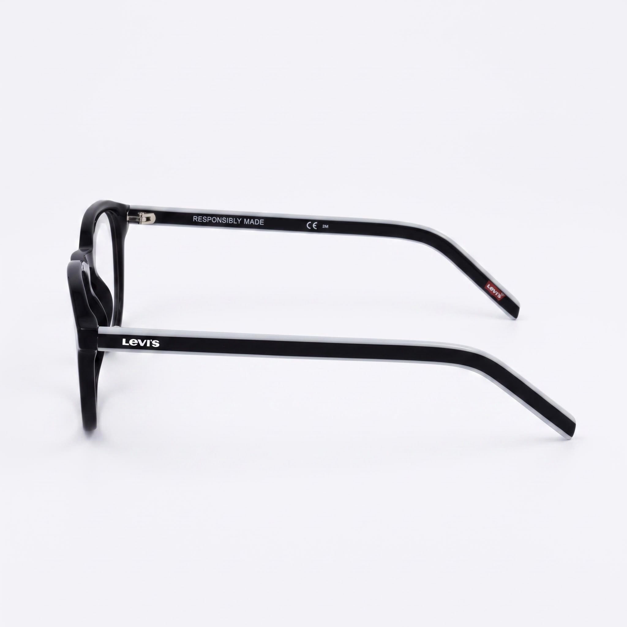 Gafas clásicas unisex Levi's con montura de PMMA ecológico, lentes no de policarbonato, negras 48 mm, Photo 3